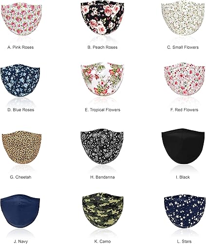 Miniatura 7 de ABRA Máscara de flores con alambre para la nariz, reutilizable y lavable, con 4 filtros de carbono, mascarilla de diseño floral  Algodón