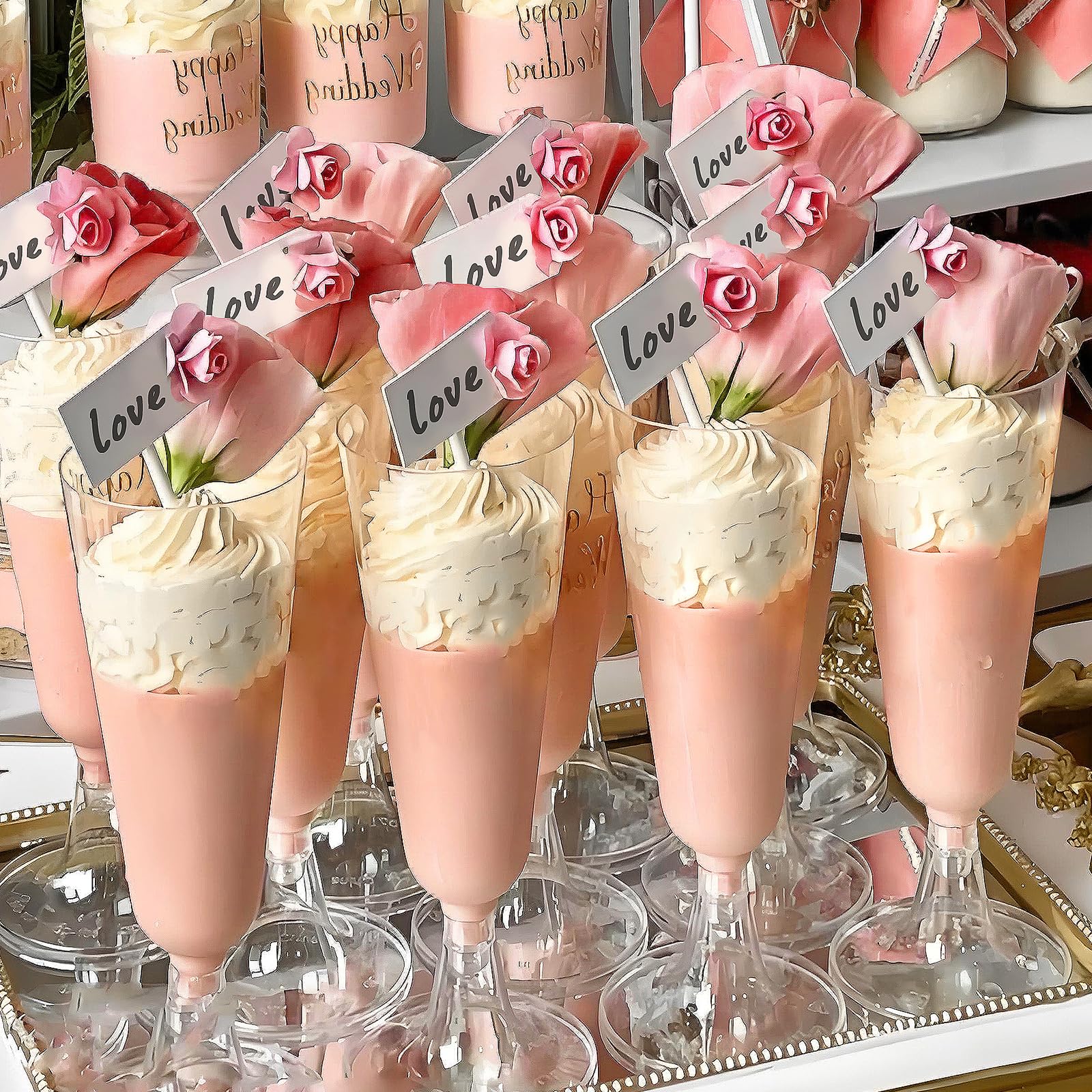MATANA 120 Plastic Champagneglazen med Gouden en Zilveren Glitter voor