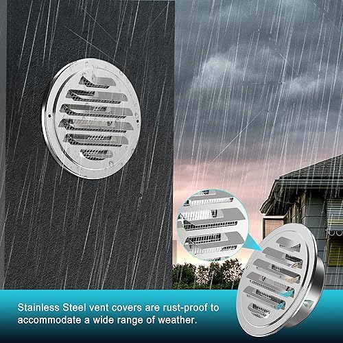 Miniatura 4 de HG Power - Ventilación redonda de acero inoxidable de 4 pulgadas, cubierta de ventilación redonda con malla de pantalla, campana de ventilación para