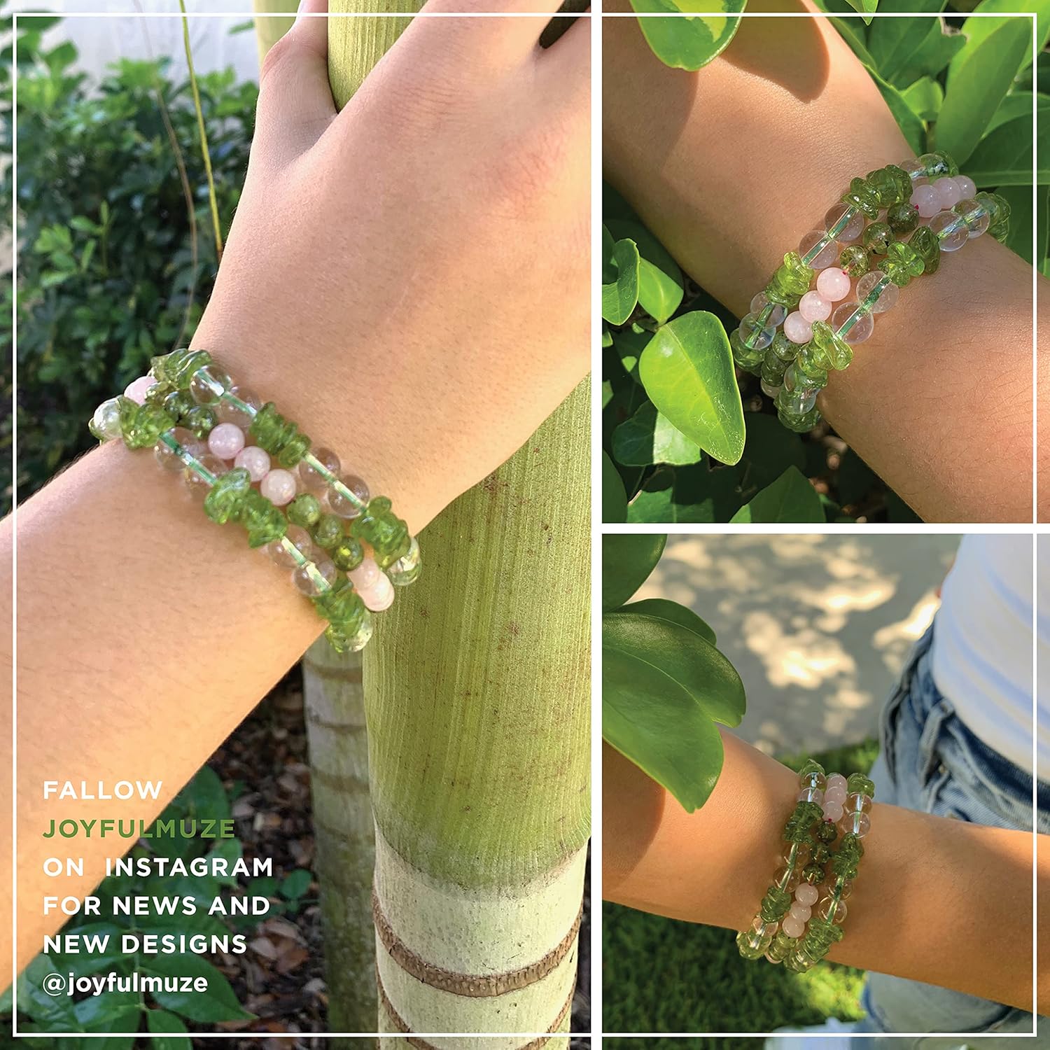 Peridot and Clear Quartz Stretch Bracelet, Handmade Natural Raw Irregular Green Transparent Gemstones, Simple Spiritual Jewelry, Healing Chakra Bracelet, Gifts for Women, 8mm Fits 6.5-7”