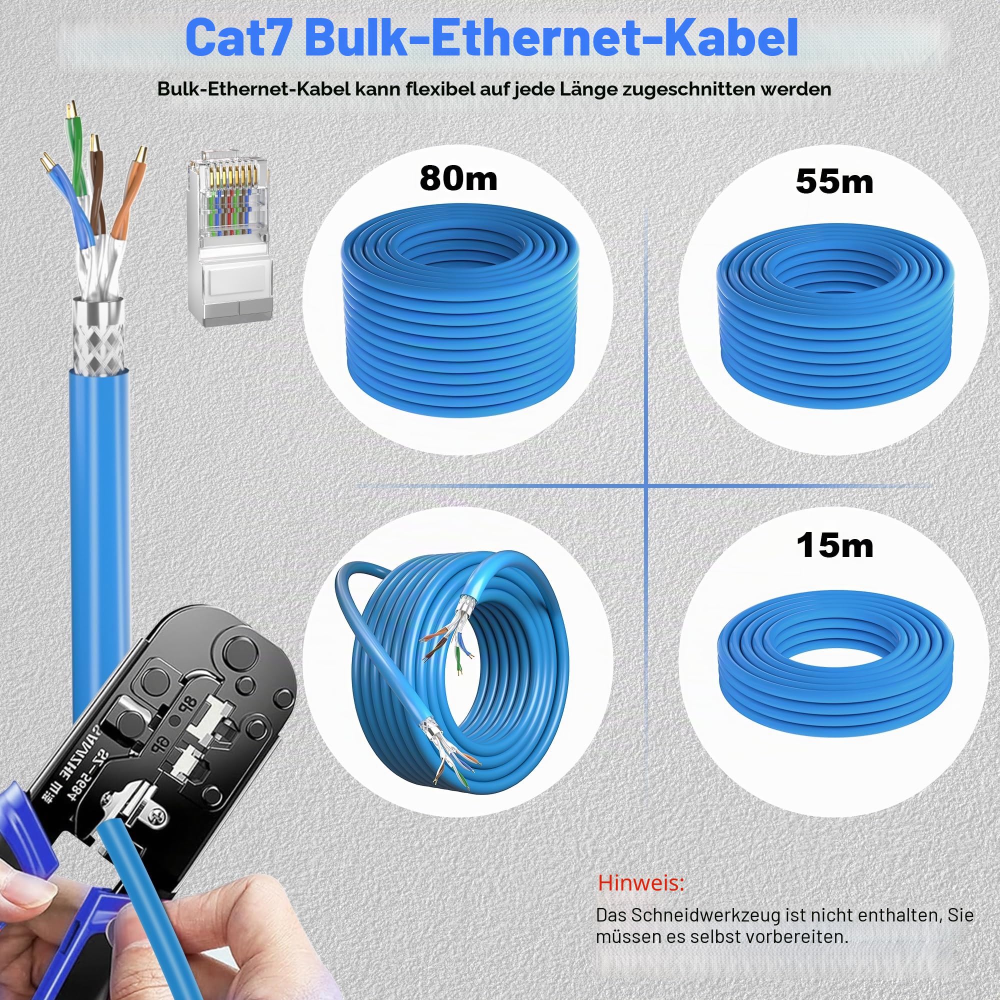 MEIPEK Cat 7 Netzwerkkabel 100 Meter, 10Gbps 600MHz High Speed LAN Kabel | 100m Extra Lang S/FTP Geschirmt RJ45 Ethernet Kabel, 24AWG Hochgeschwindigkeits 10Gigabit Blau Internetkabel für Router PC