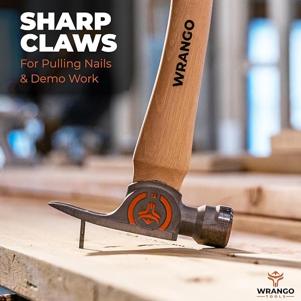 Wrango Tools Titanium Framing Hammer – 14oz Head, 17in Wood Handle, Milled Face, 38mm Diameter Pole - 5