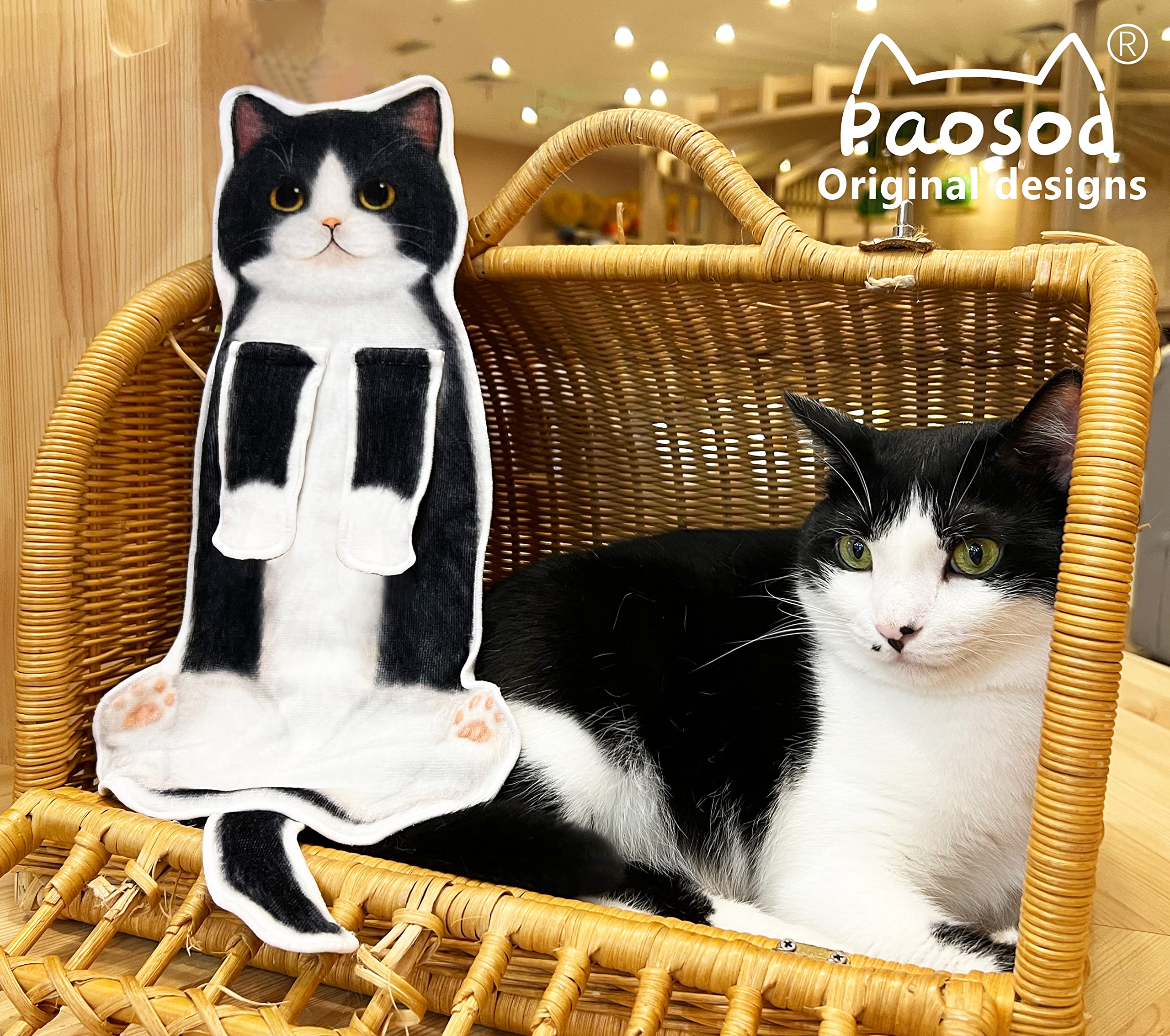 Amazon｜PAOSOD 猫のハンドタオル バスルームキッチン用 - 超吸収性