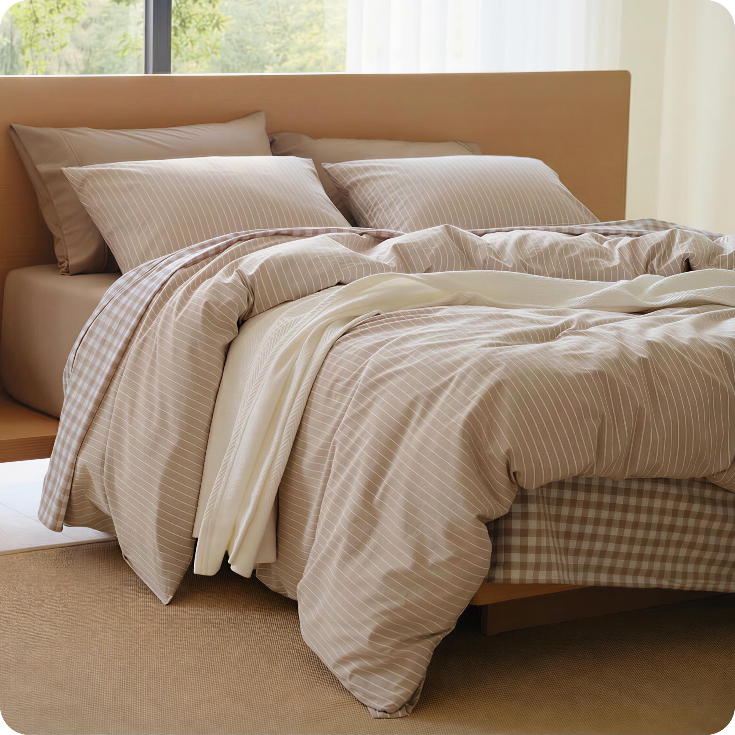 Bedsure King Duvet Cover Striped Linen
