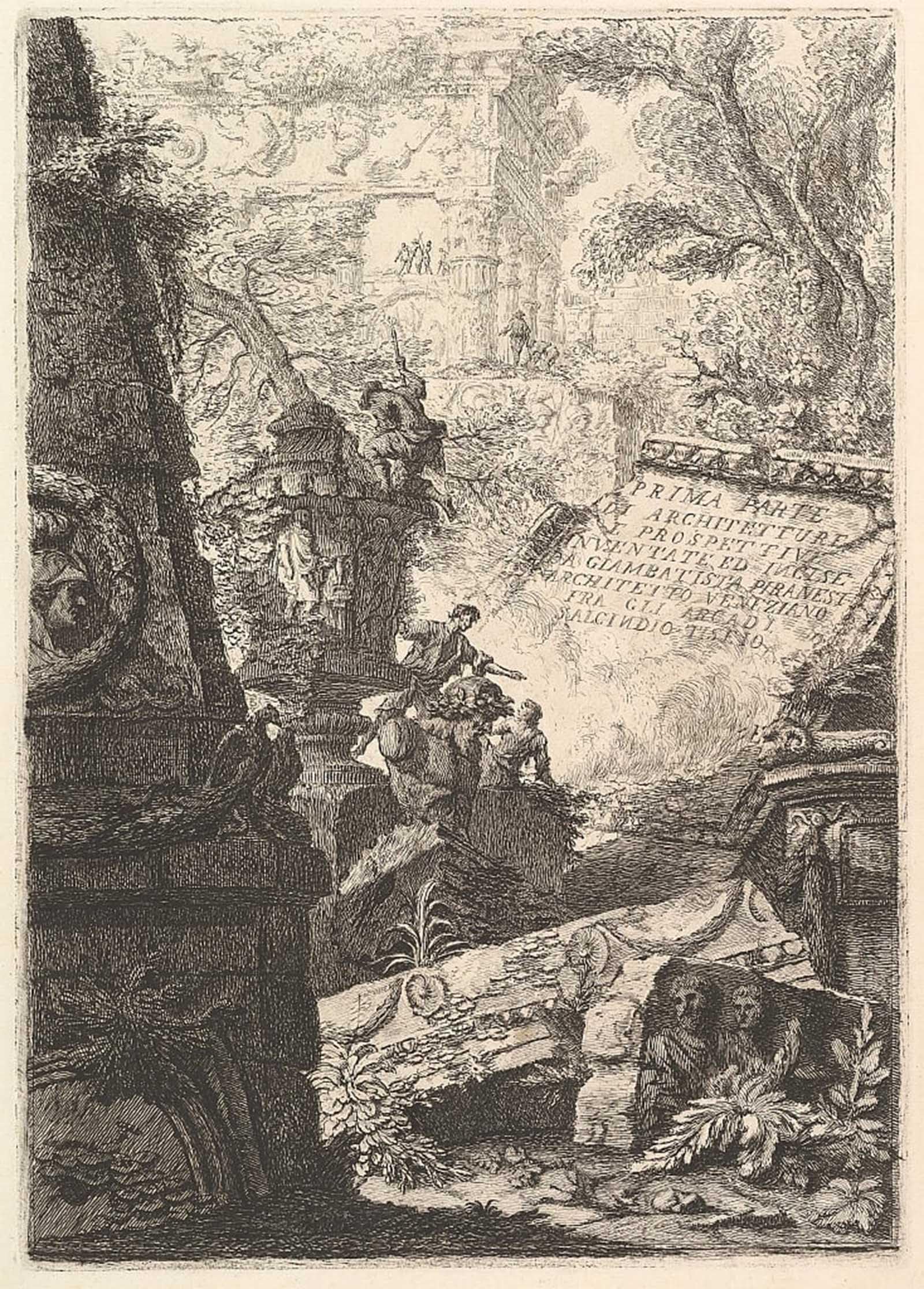 SERENDIPITP Abstract Painting Mural Print Picture Wall Decor Painting Frontispiece Prima Parte Di Architetture E Prospettive by Battista Piranesi Vintage Wall Artwork for Home Decor 60x90cm