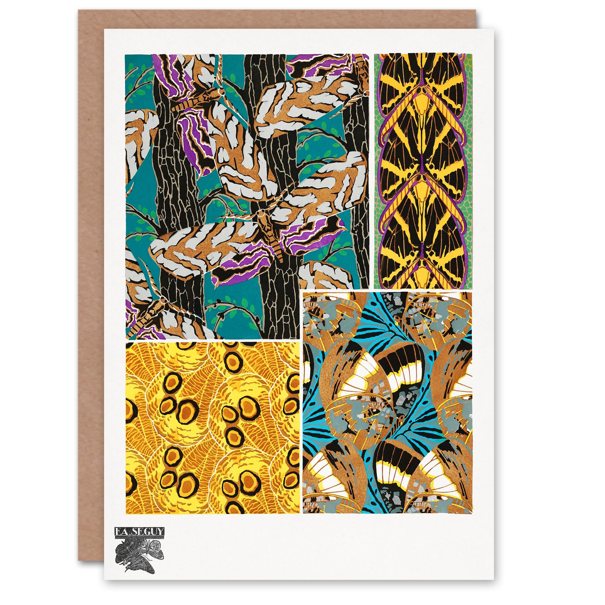 Eugene Seguy Art Card Colourful Vintage Butterfly Pattern