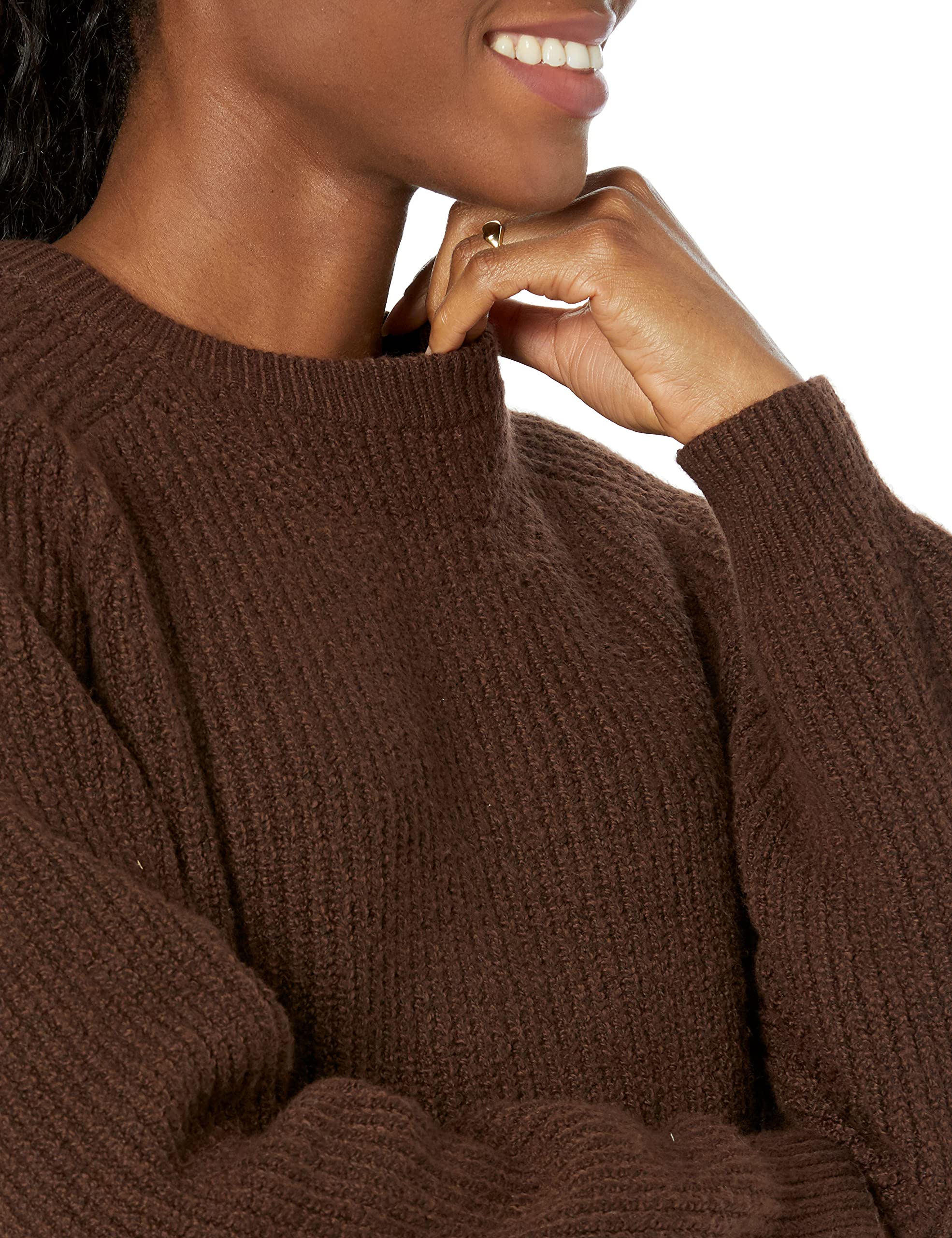 Amazon Essentials Femme Pull-Over côtelé à col Ras-du-Cou