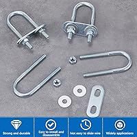 Vista 5 de Therwen 16 juegos de pernos redondos en U de acero chapado en zinc, abrazadera en U con arandela de placa de tuerca (M6 x 0.866 in x 2.756 in)