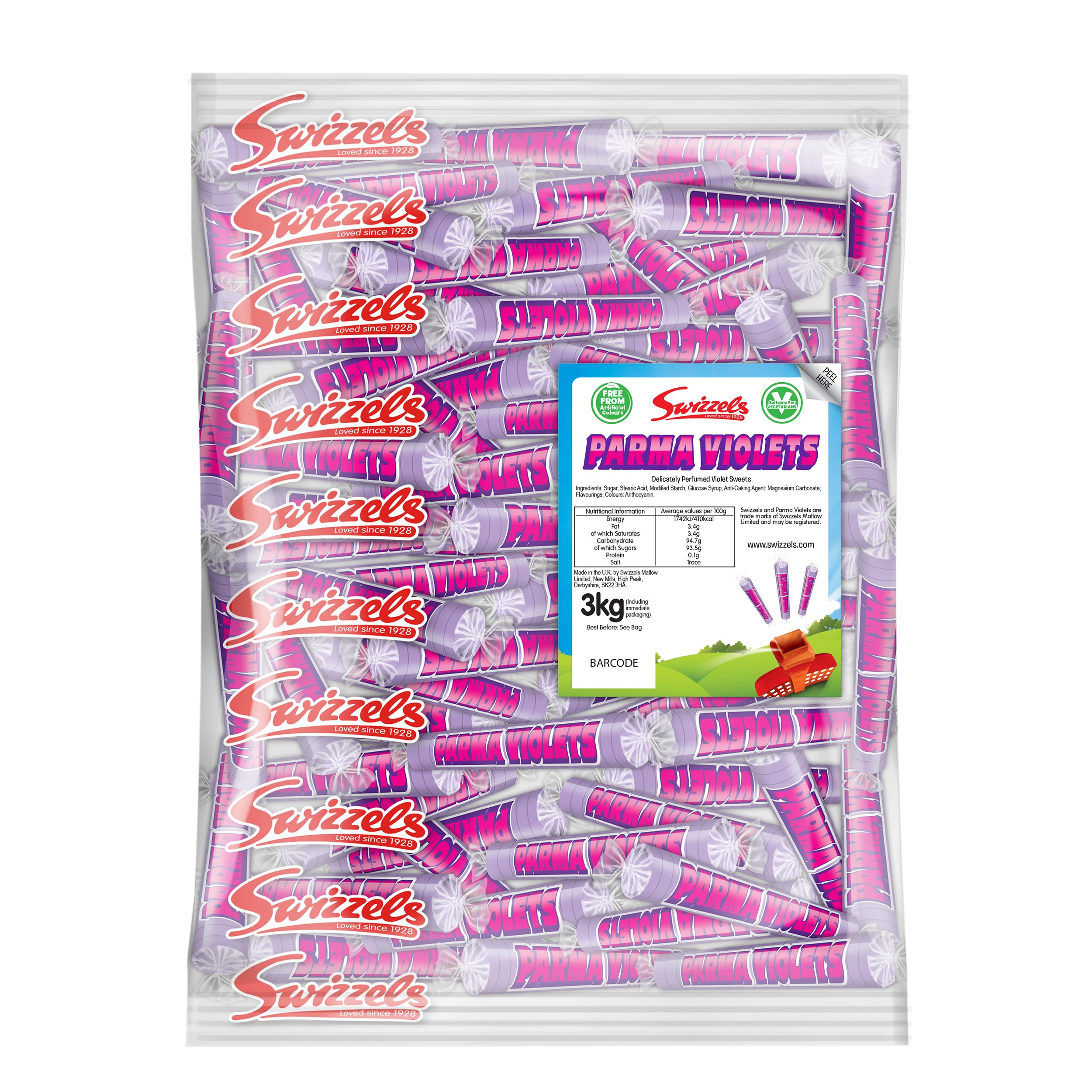 Swizzels Parma Violets Sweets Party Pack, Violet Flavoured Vegan Sweets, 3kg Bulk Bag