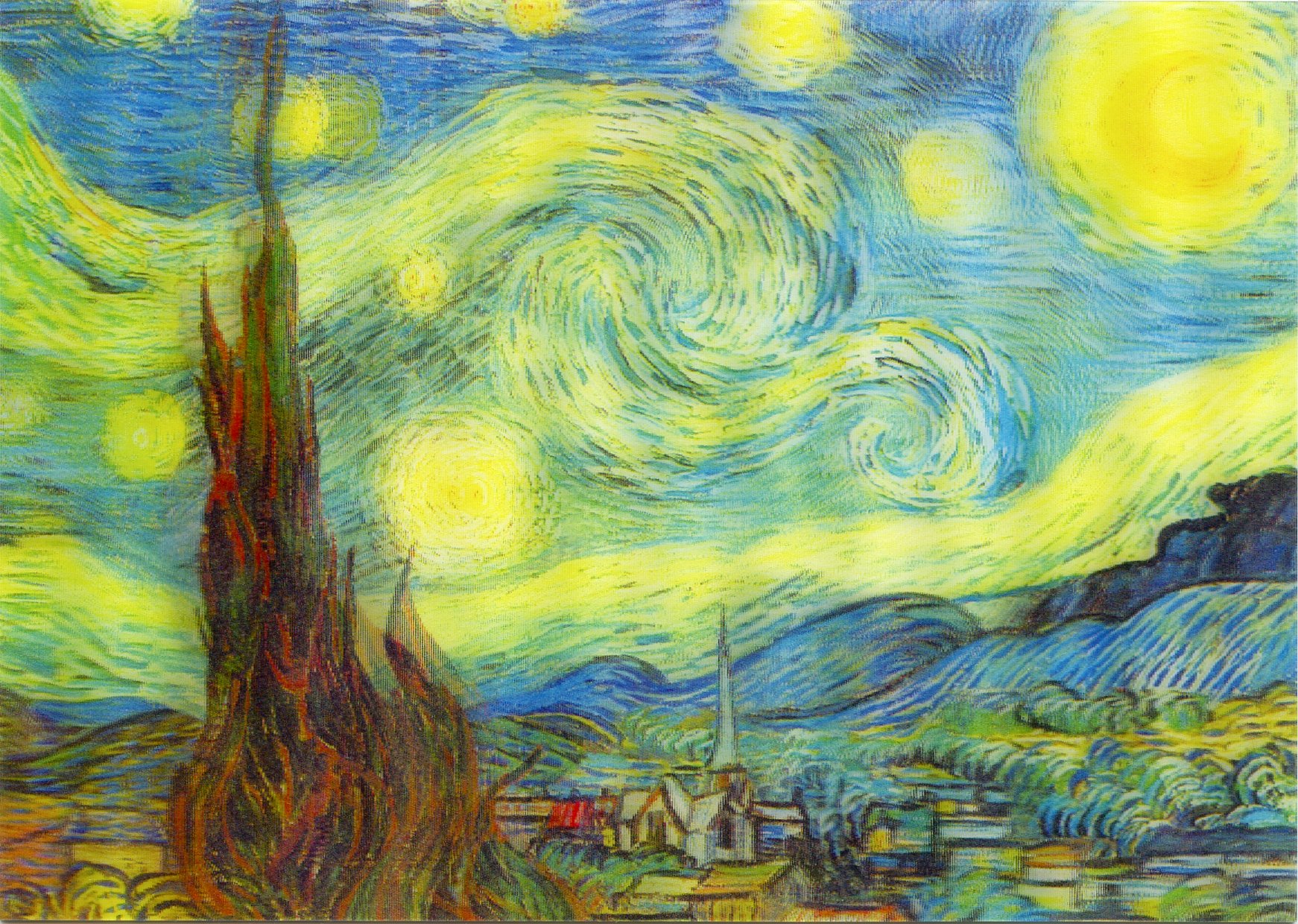 Vincent Van Gogh - Starry Night - Motion - Lenticular Postcard