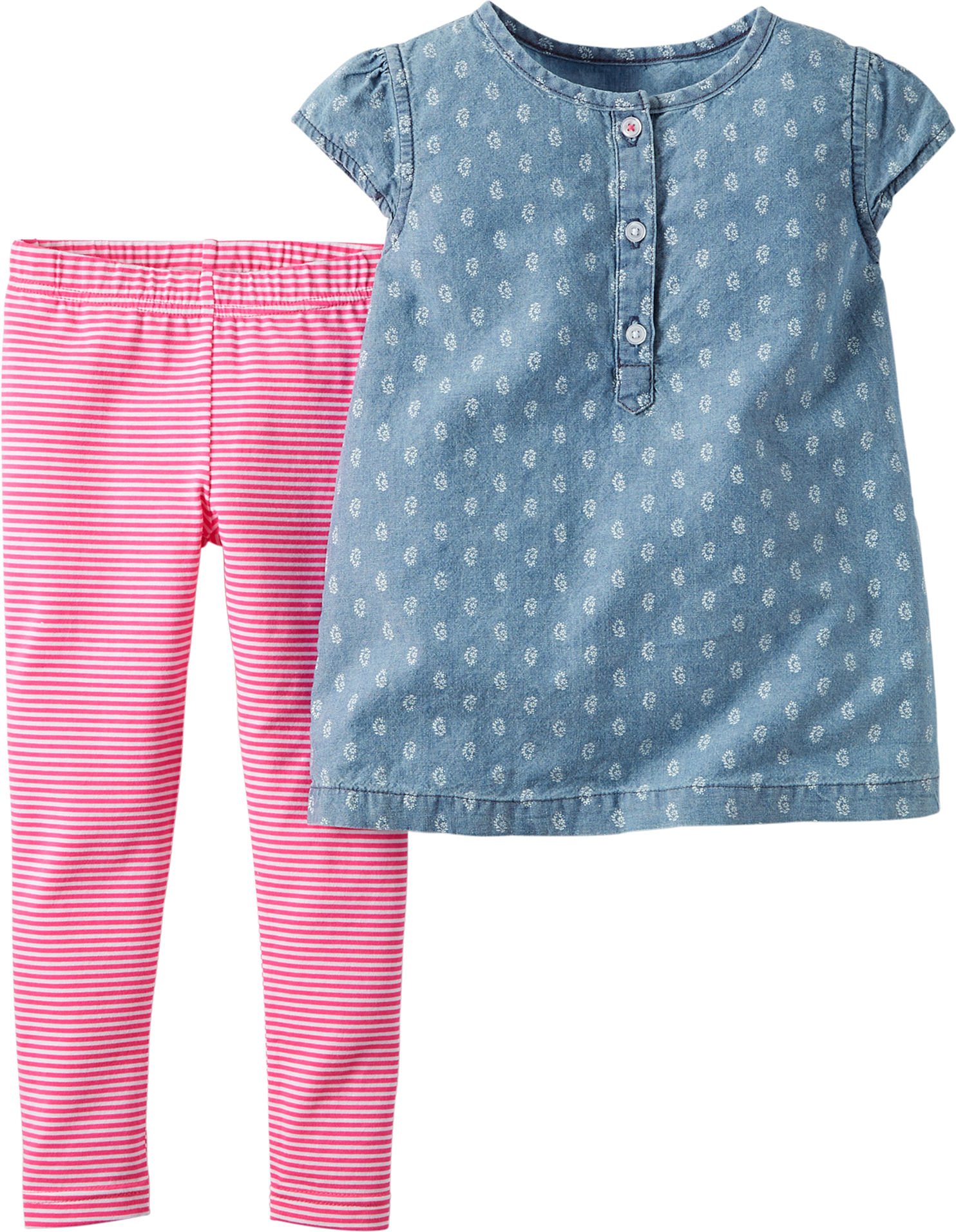 Carter's Dziecięca dziewczęca 2-częściowy nadruk Chambray top zestaw legginsów