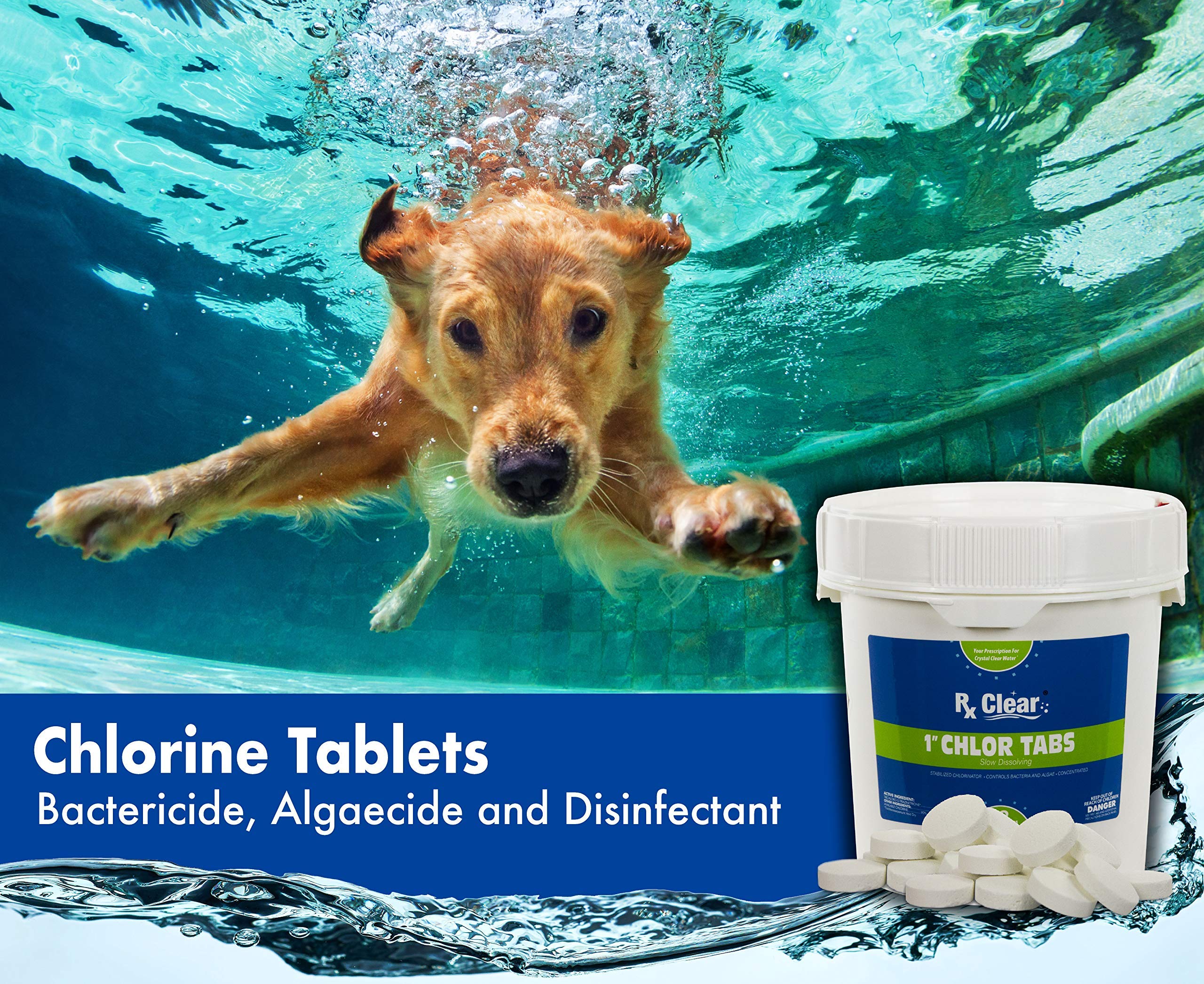 Rx Clear 1Inch Stabilized Chlorine Tablets Use As Bactericide