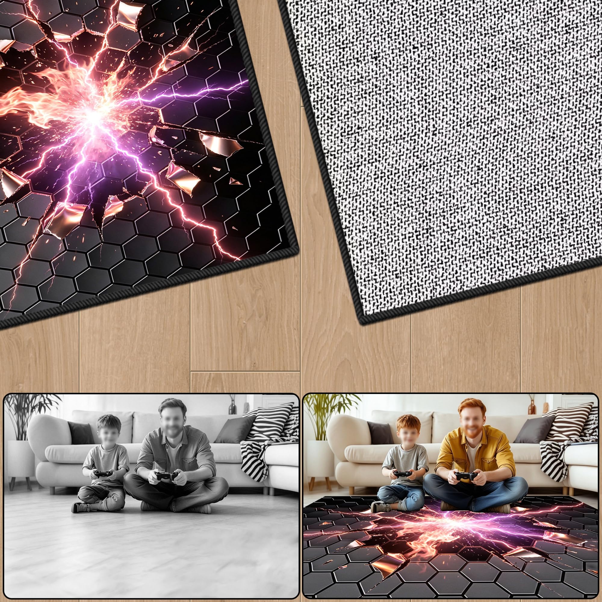 Tapis Chambre Garcon, Tapis Gamer Sol Chambre, Tapis Salon Chambre Antidérapant Lavable en Machine Grand Carpet Salle a Manger 160 x 230 cm