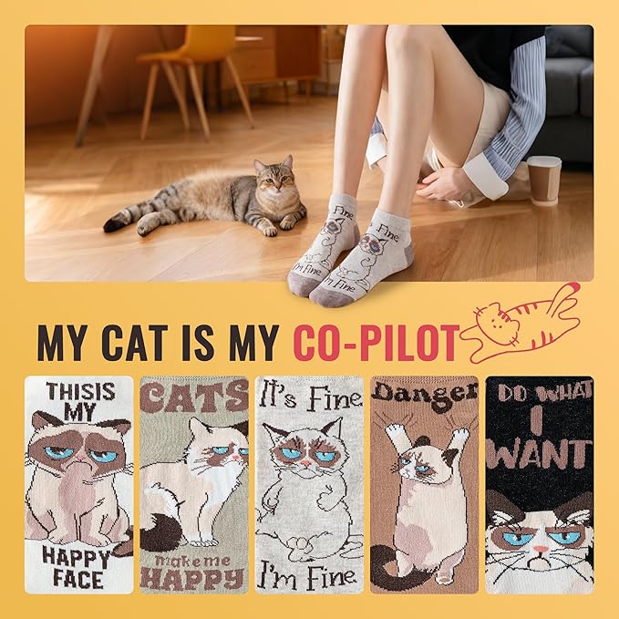 Calcetines divertidos de animales para mujer - Lindo perro y gato miniatura 3