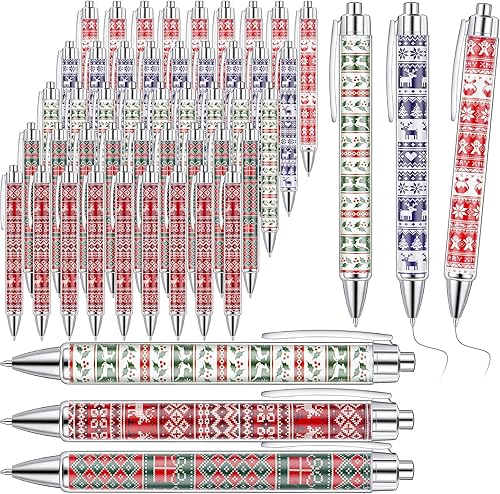 Miniatura 8 de Tenceur 100 bolígrafos de Navidad, bolígrafos de tinta de gel de Navidad, bolígrafos novedosos de Navidad a granel, bolígrafo temático de Navidad,