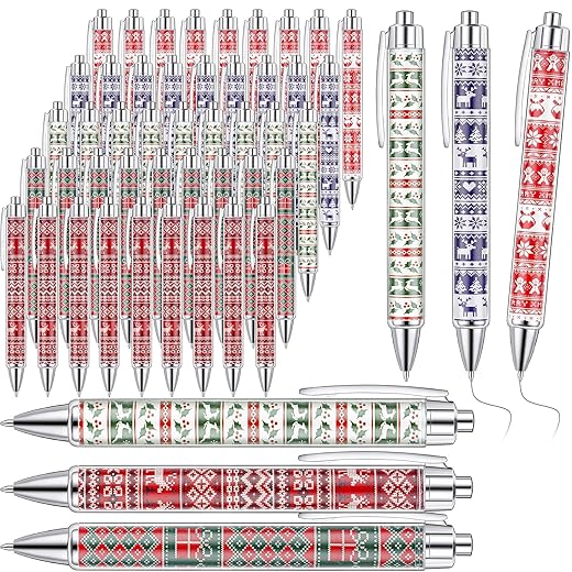 Tenceur 100 Pcs Christmas Pens Christmas Novelty Pens Bulk Christmas Ballpoint Pen Christmas Rollerball Pen Theme Pen Xmas Gift for School Office Home Supplies(Ugly Sweater)