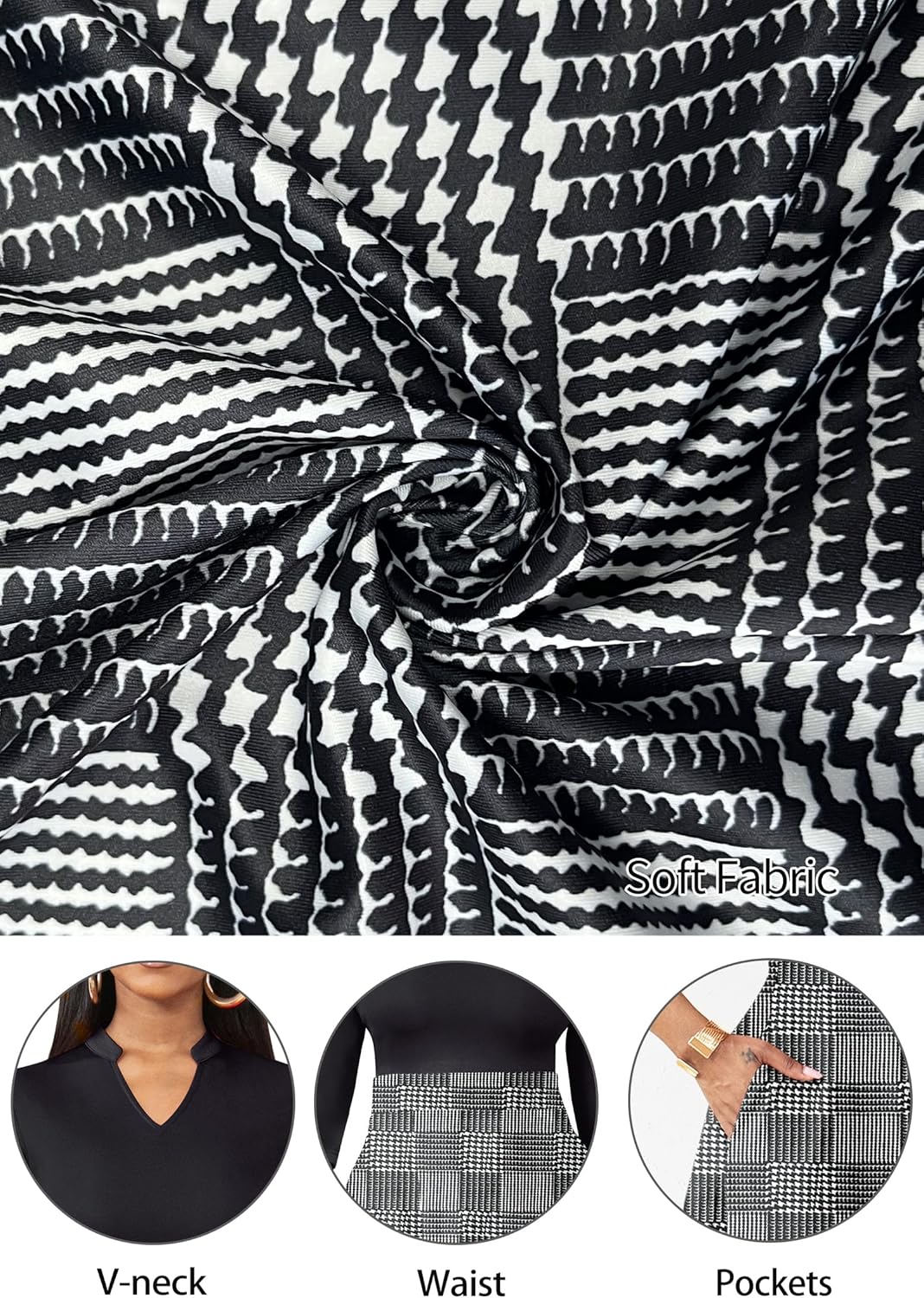 Nmoder Casual Dresses for Women Semi Formal Fit and Flare 3/4 Sleeve A-line Church Work Dress with Pockets - Image 6