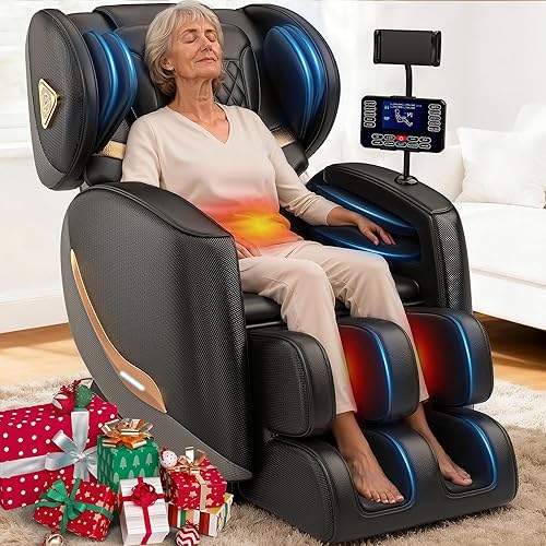 Upgraded Massage Chair Full Body, Zero Gravity Recliner with Heat, 10 Fix Points, Bluetooth, Touch Screen, Footrest, Shiatsu Massage Chair Full Body for Parents, Seniors & Easy Assembly
