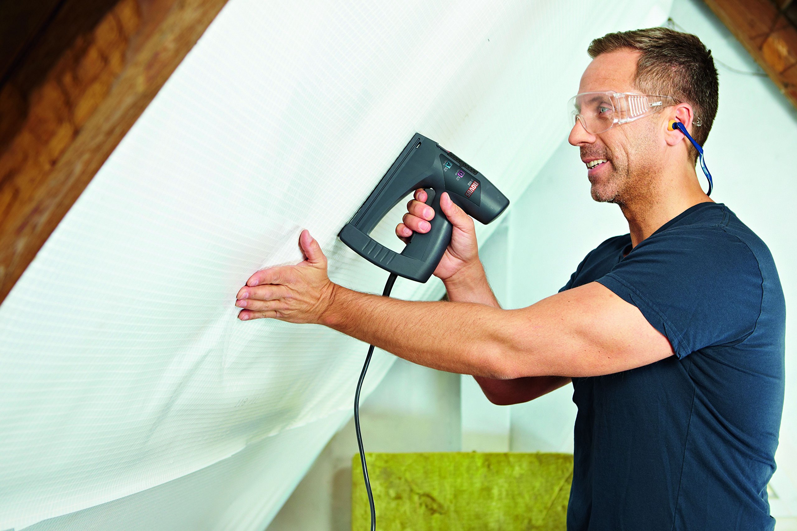 Novus Elektrotacker J-102, Unterlademechanik, Auslösesicherung, Klammernanzeige, zum Polstern & Befestigen von Folie, Klammerntyp Typ 53, Typ 53F Klammernlaenge 6-14mm