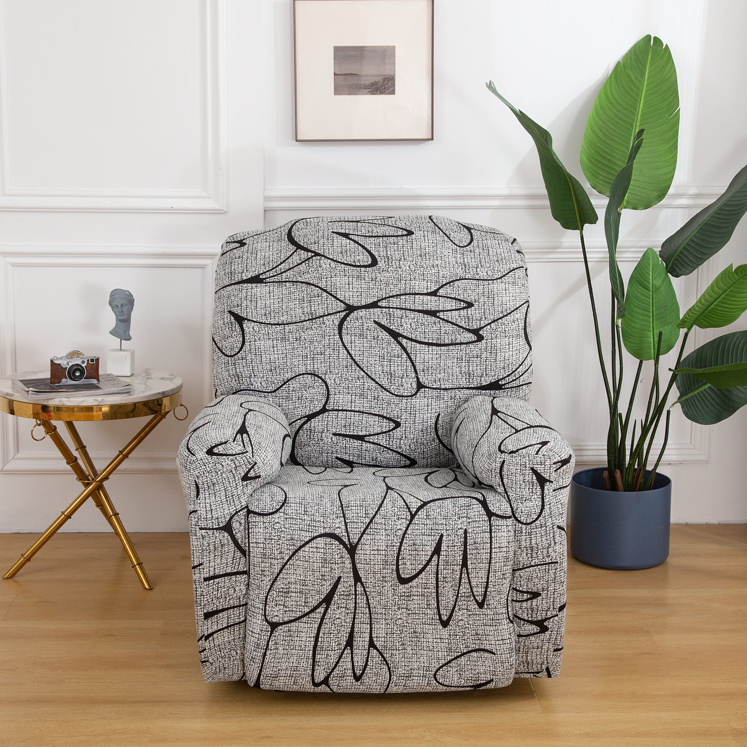 Funda de Sillón Relax Elástica Funda para Silla Reclinable 4 Piezas Fundas para Sofá Reclinable para 1 Cojín Funda Antideslizante para Sofá Funda para Sofá Protector de Muebles para Mascotas Y Niños