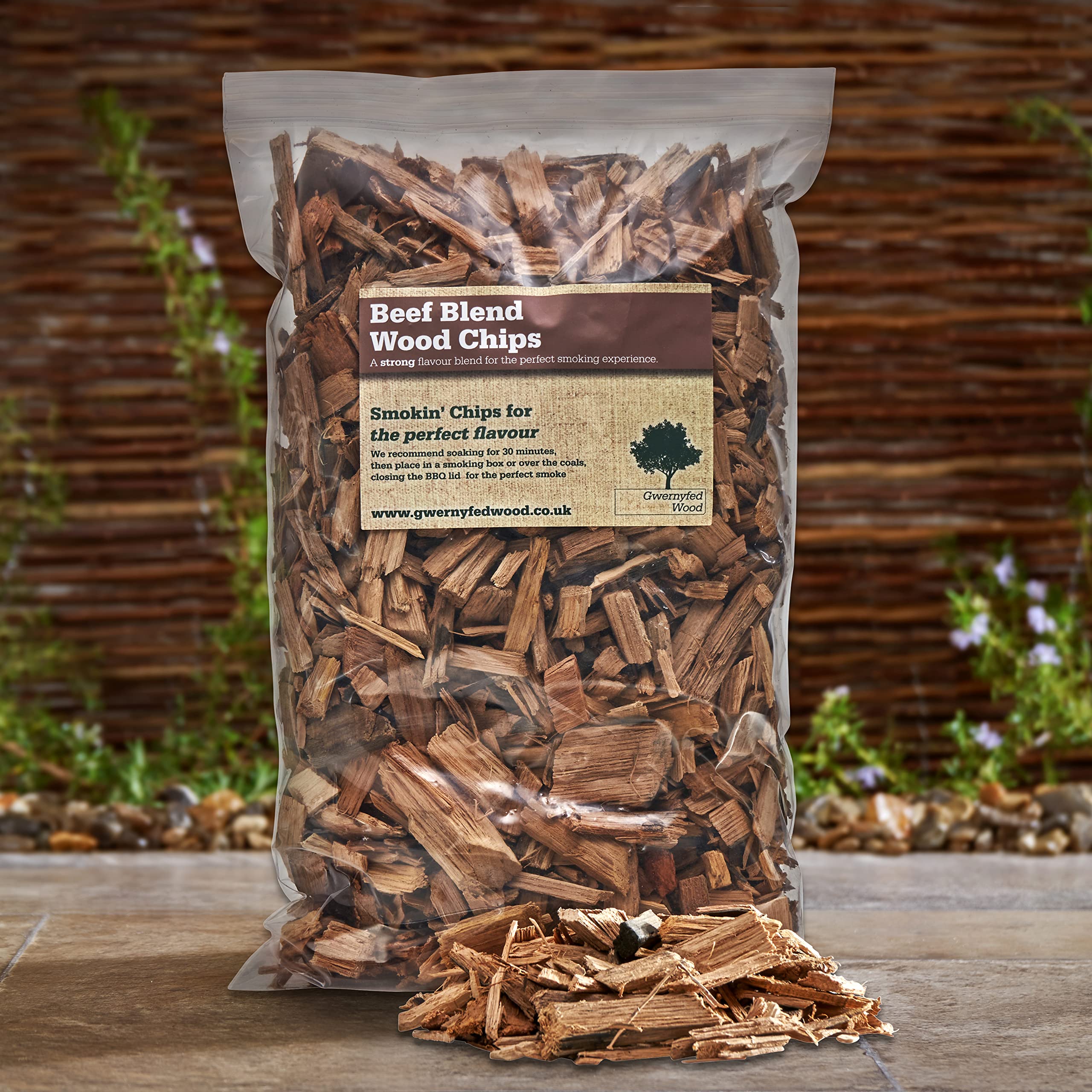 Gwernyfed Wood Green Beef Bbq Smoking/Smoker Wood Chips 3 Litre - (24 Great Flavours Available 100% Natural With Nothing Added) (Beef Chip Blend)