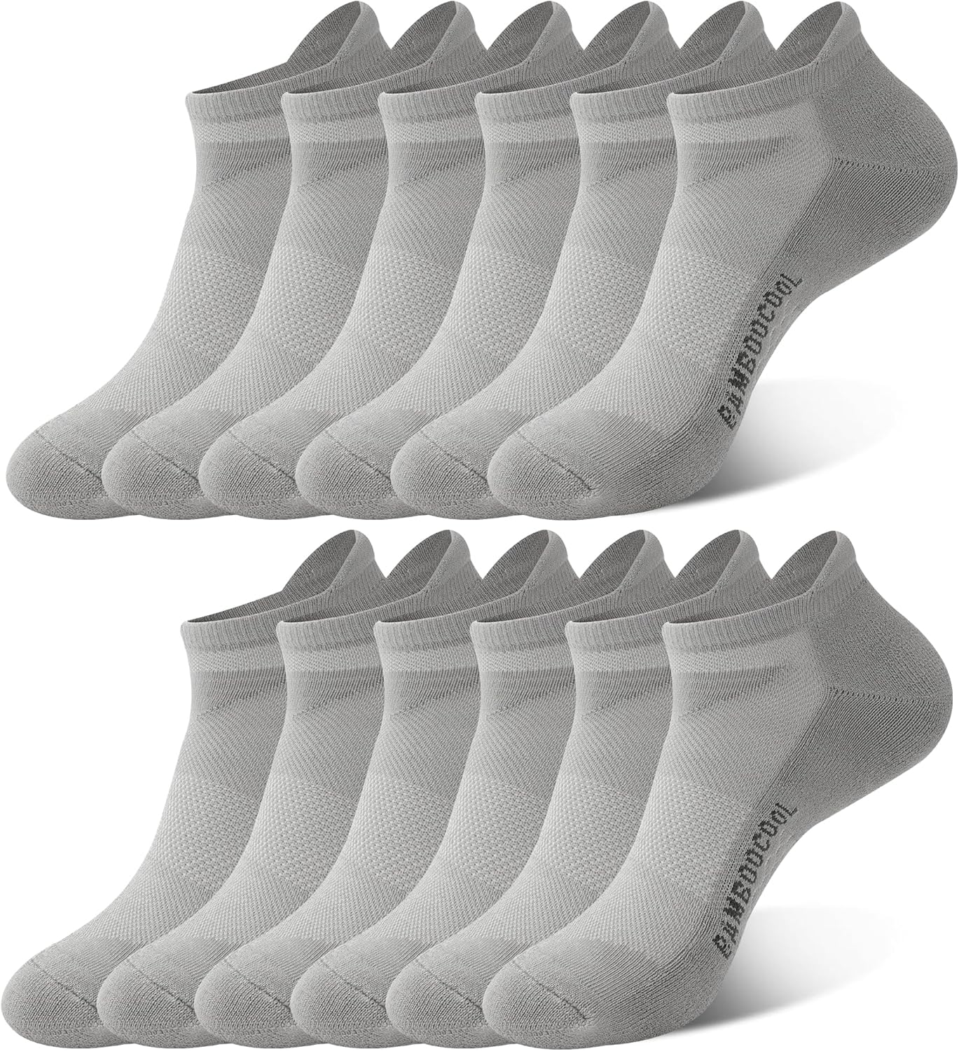 BAMBOO COOL Men's Ankle Socks Athletic Low Cut Cushioned Moisture Wicking, Running Socks Arch Support Breathable, 6 Pack