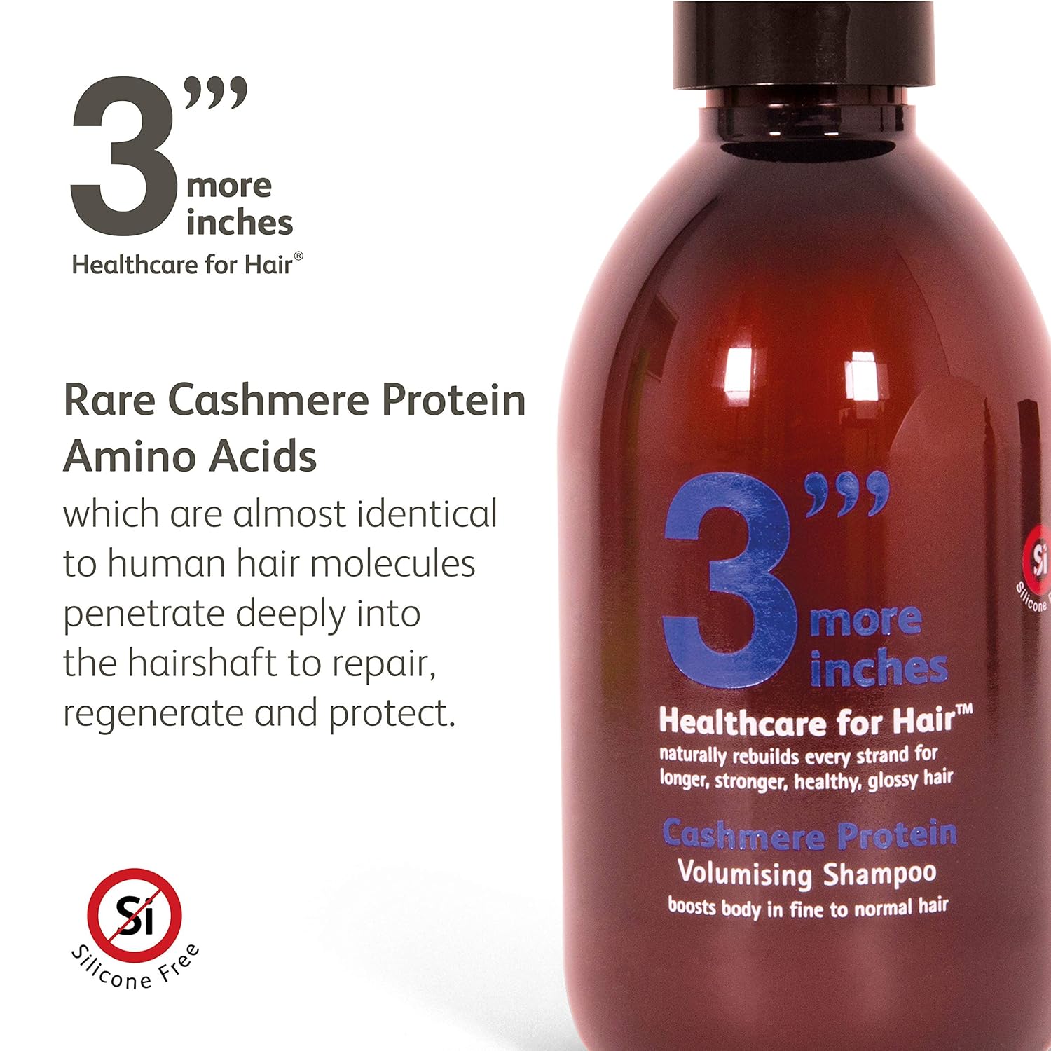 3'''More Inches Cashmere Protein Volumizing Shampoo 1000ml - Fine, Thin Hair Treatment - For Thicker, Fuller & Root Lifting Results - Coconut Oil, Silicone Free - Hair Care by Michael Van Clarke