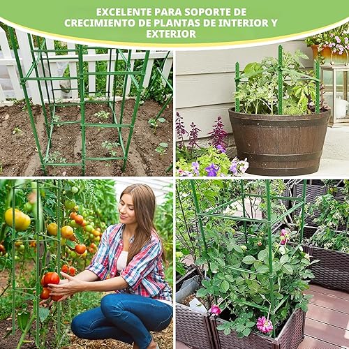 Miniatura 7 de Legigo Paquete de 6 jaulas de tomate para soporte de plantas de jardín, estacas de jardín de hasta 48 pulgadas, jaula de tomate para plantas