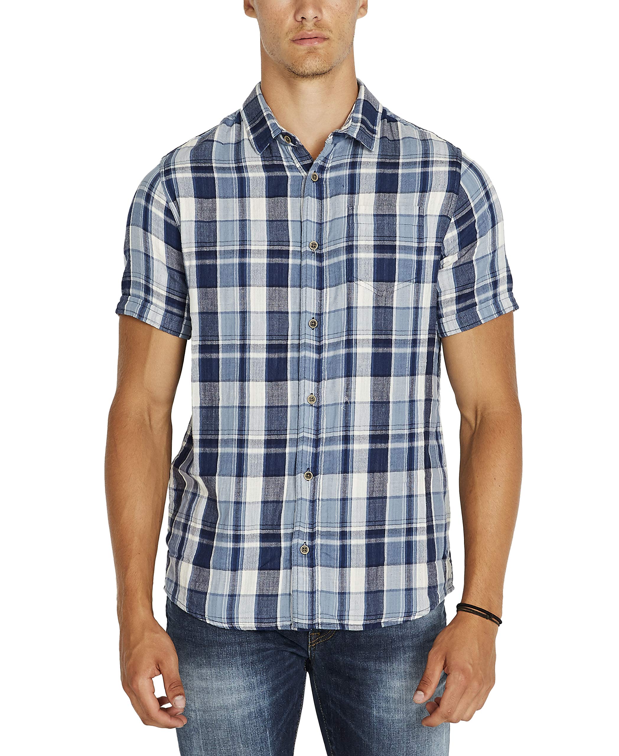 Men's Short Sleeve Plaid Button Down