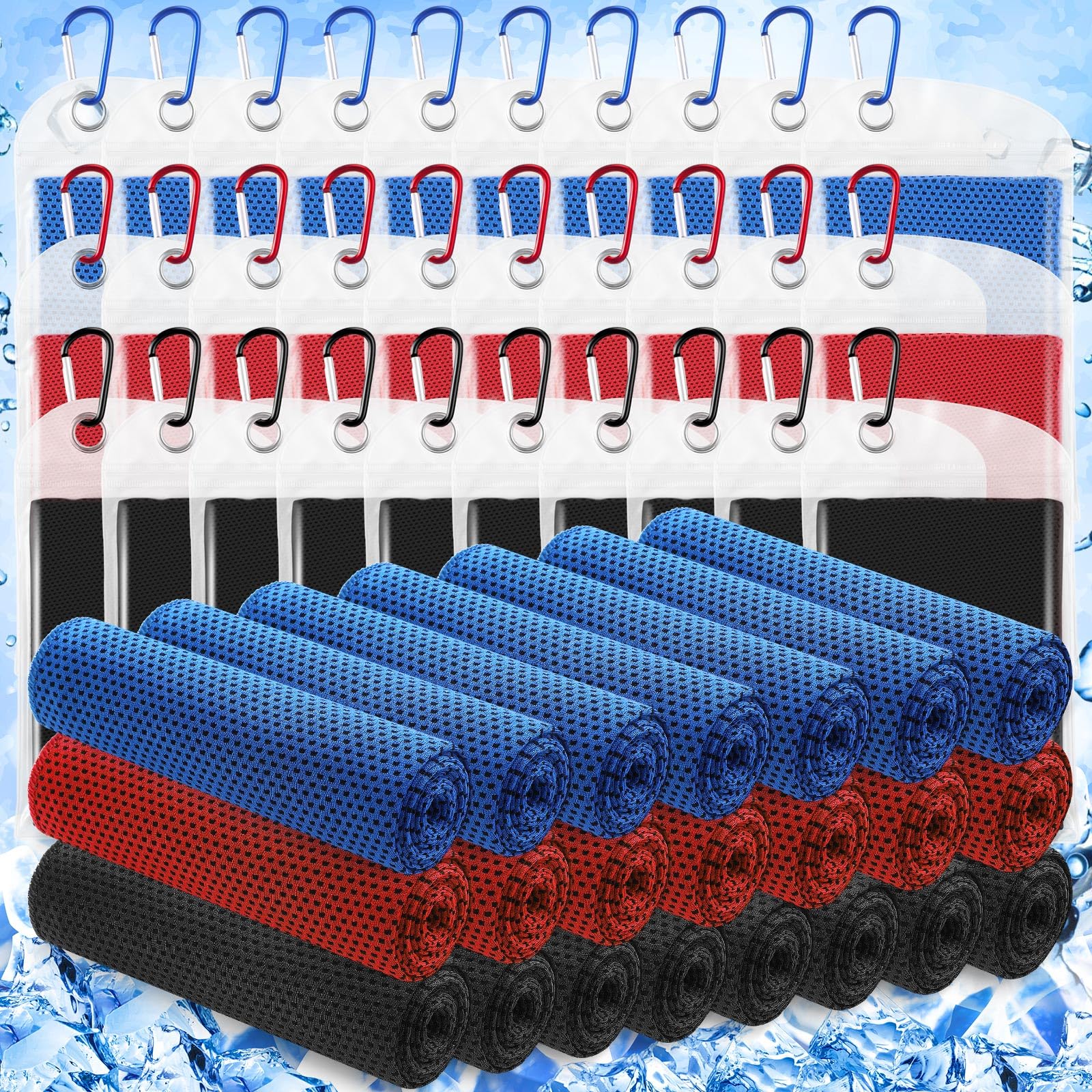 30er-Pack Kühlhandtücher 40" x 12" Kühlende Nackenwickel Weiche,atmungsaktive Kühlhandtücher Eishandtücher Mikrofaser-Trainingshandtücher für Yoga Sport Laufen Workout Fitnessstudio Camping Fitnessak