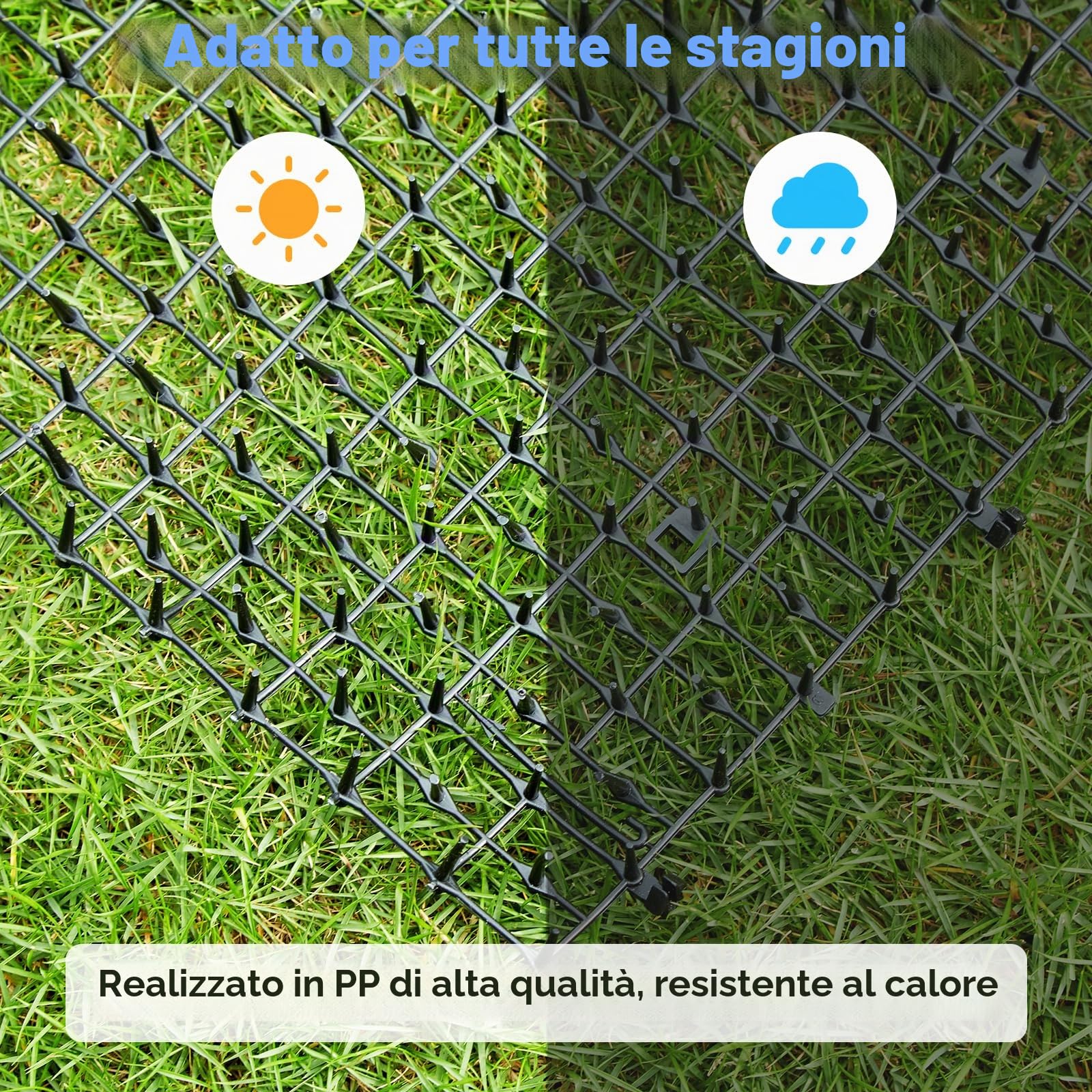 WADEO Tappetino Repellente per Gatti 200x30cm, [2 Pezzi] [I gatti lo temono], Griglia Dissuasione Gatti con 16 Graffette per Giardino, Balcone, Interno, Esterno (2 Pezzi)
