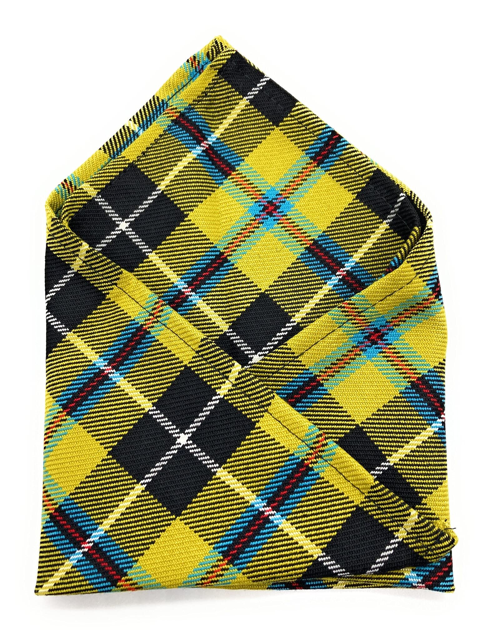 Highland Tweed Men's Yellow Gents Cornish National Tartan Pocket Square - 26Cm X 26Cm