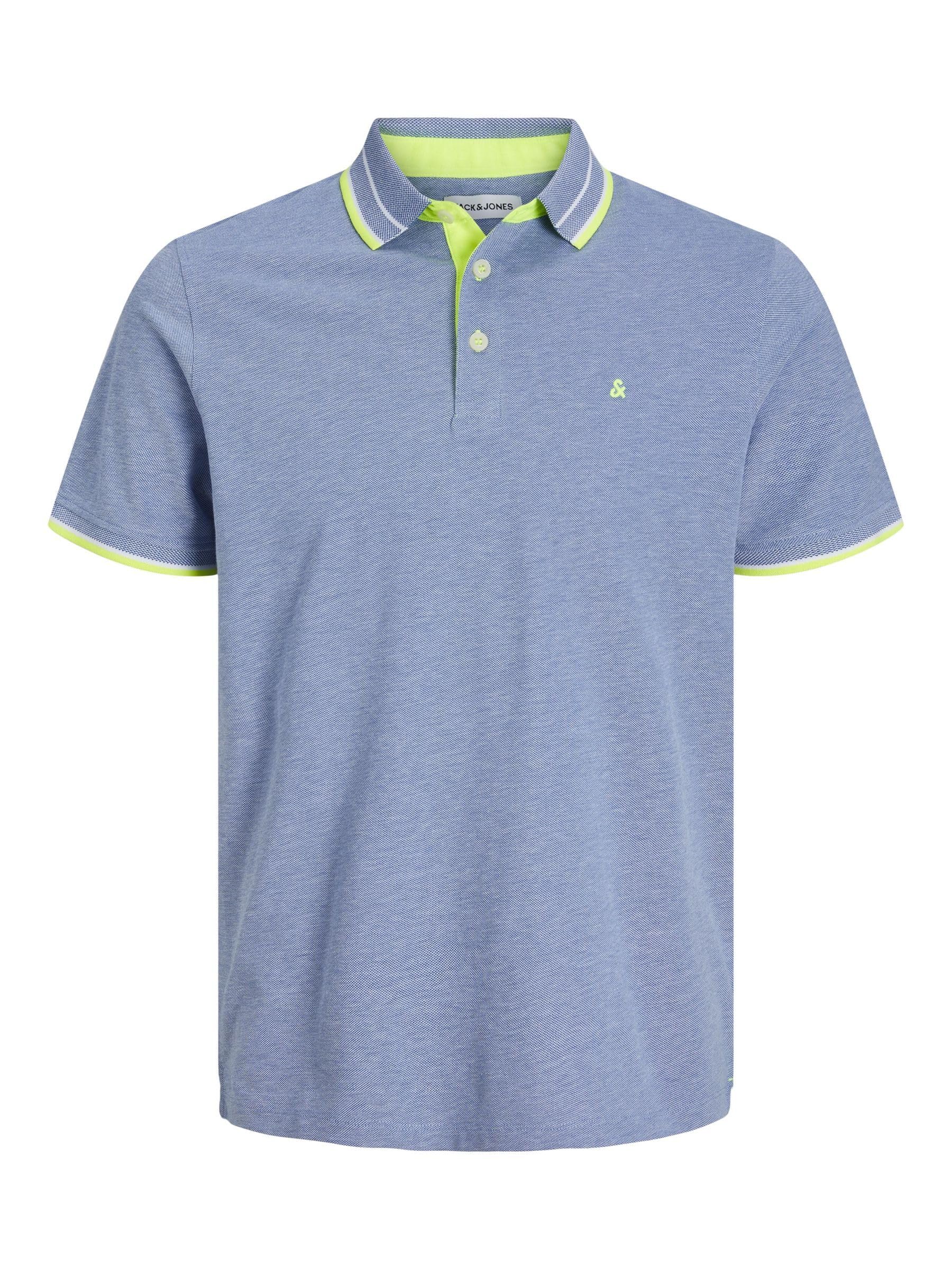 JACK & JONES Men's Jjepaulos Polo Ss Noos Pls Chino Trousers, Bright Cobalt/Detail: neon, 3XL