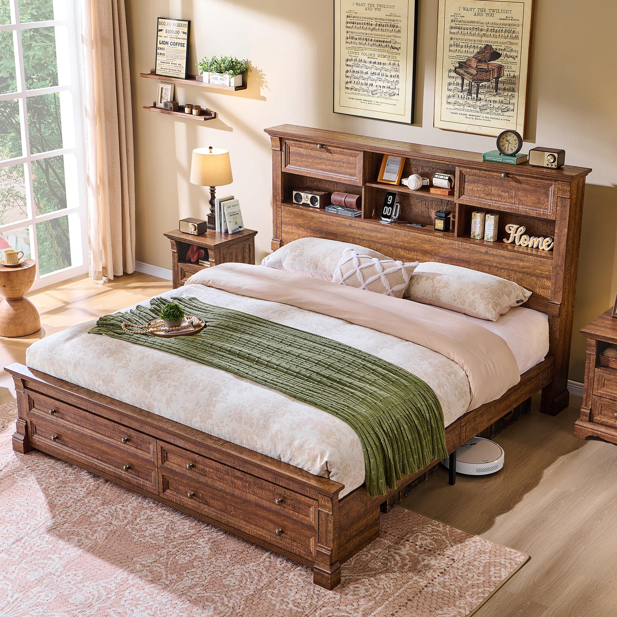T4TREAM Farmhouse Queen Size Bed Frame