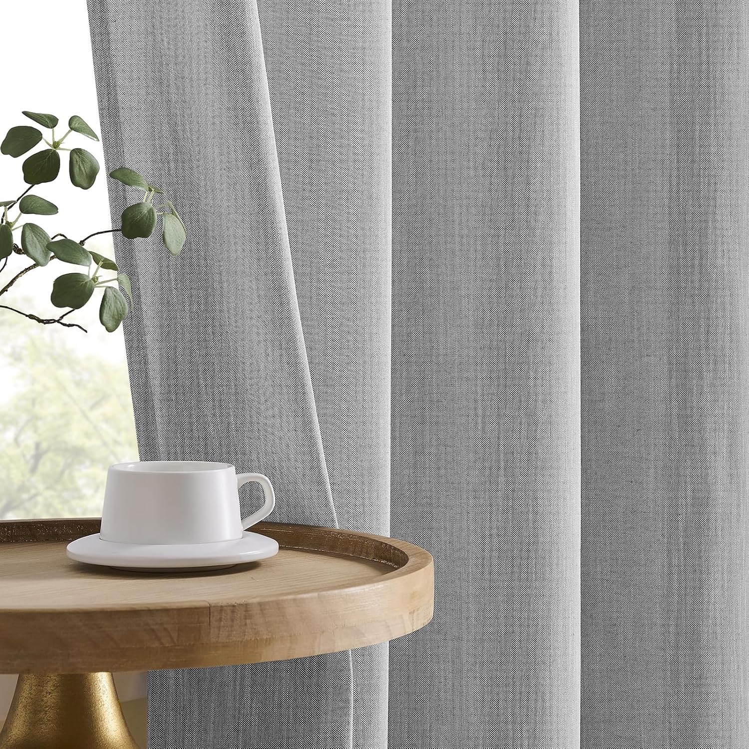 Light Filtering Curtains 108 Inches Long Grommet Top Semi Sheer Soft Thick Textured Window Curtains for Living Room Privacy Vertical Drapes for Bedroom 2 Panels Set Grey