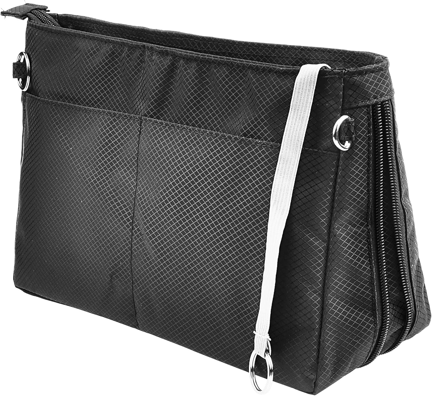 Vercord Expandable Nylon Handbag Purse Organizer Insert Liner Shaper Bag in Bag Black Medium