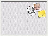 Vista 73 de PinPix Tablero de anuncios de corcho de 12 x 12 pulgadas. Este tablero decorativo enmarcado viene con diseño de círculos B W y un marco blanco