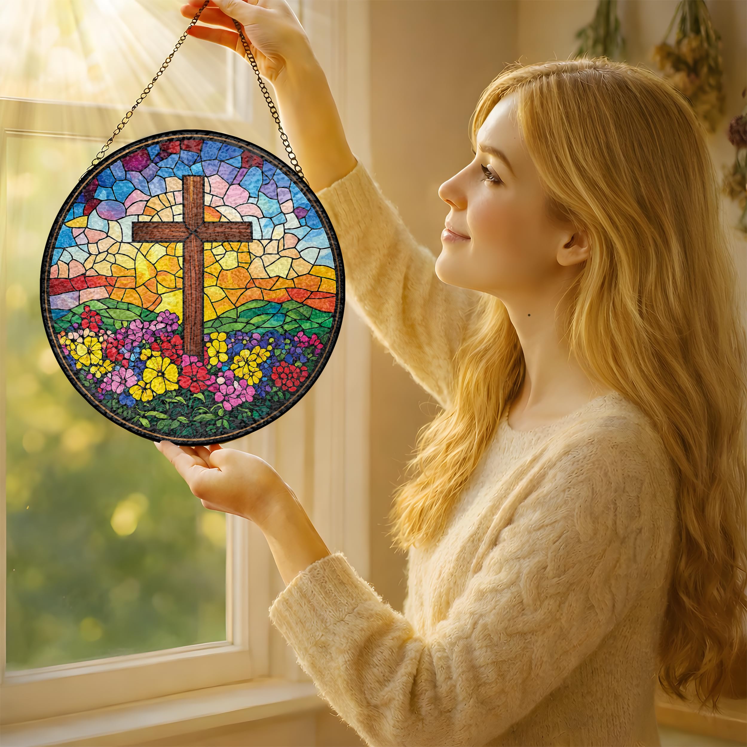 Atrapasueños de cruz – Colgador de sol para vidrieras