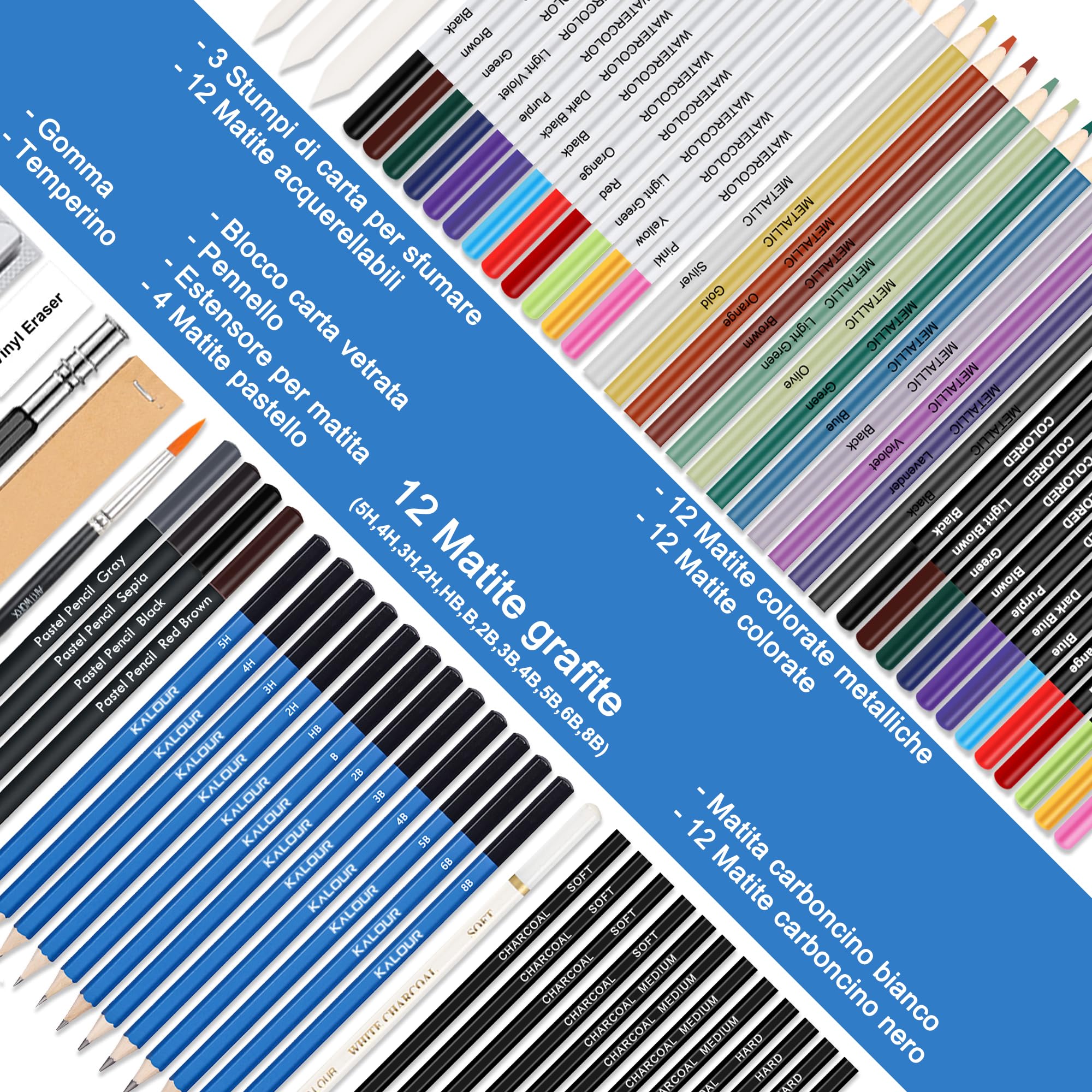 Corslet Kit Da 36 Matite Da Disegno A Carboncino In Grafite Per Artisti
