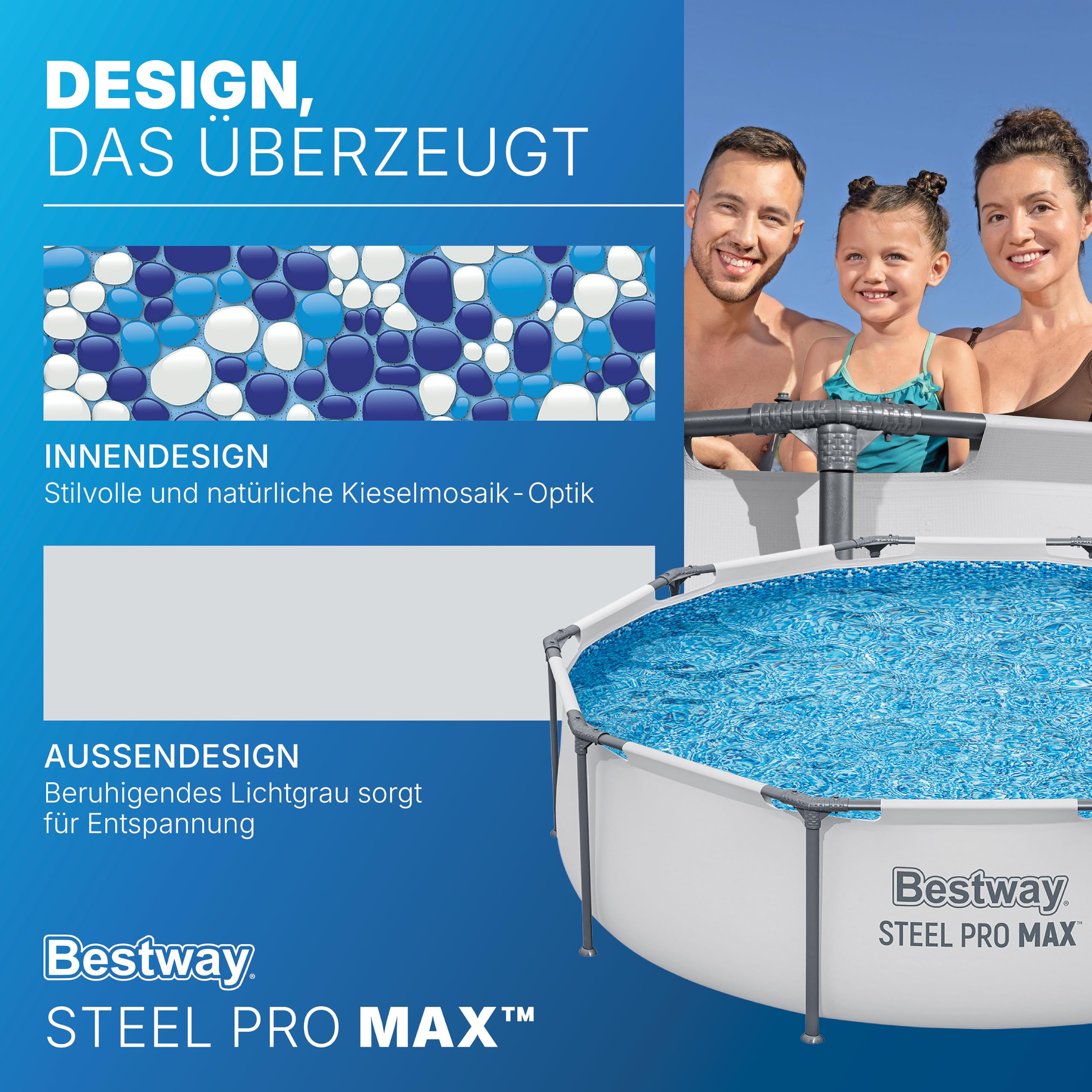 Bestway Steel Pro Max Frame Pool-Set rund 305 x 76 cm 4.678 L Filterpumpe TriTech-Material