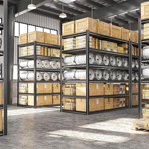 Miniatura 8 de REIBII Estantería de garaje de 3500 libras, estantes de almacenamiento de 6 niveles, estantería ajustable y resistente, estante de metal para