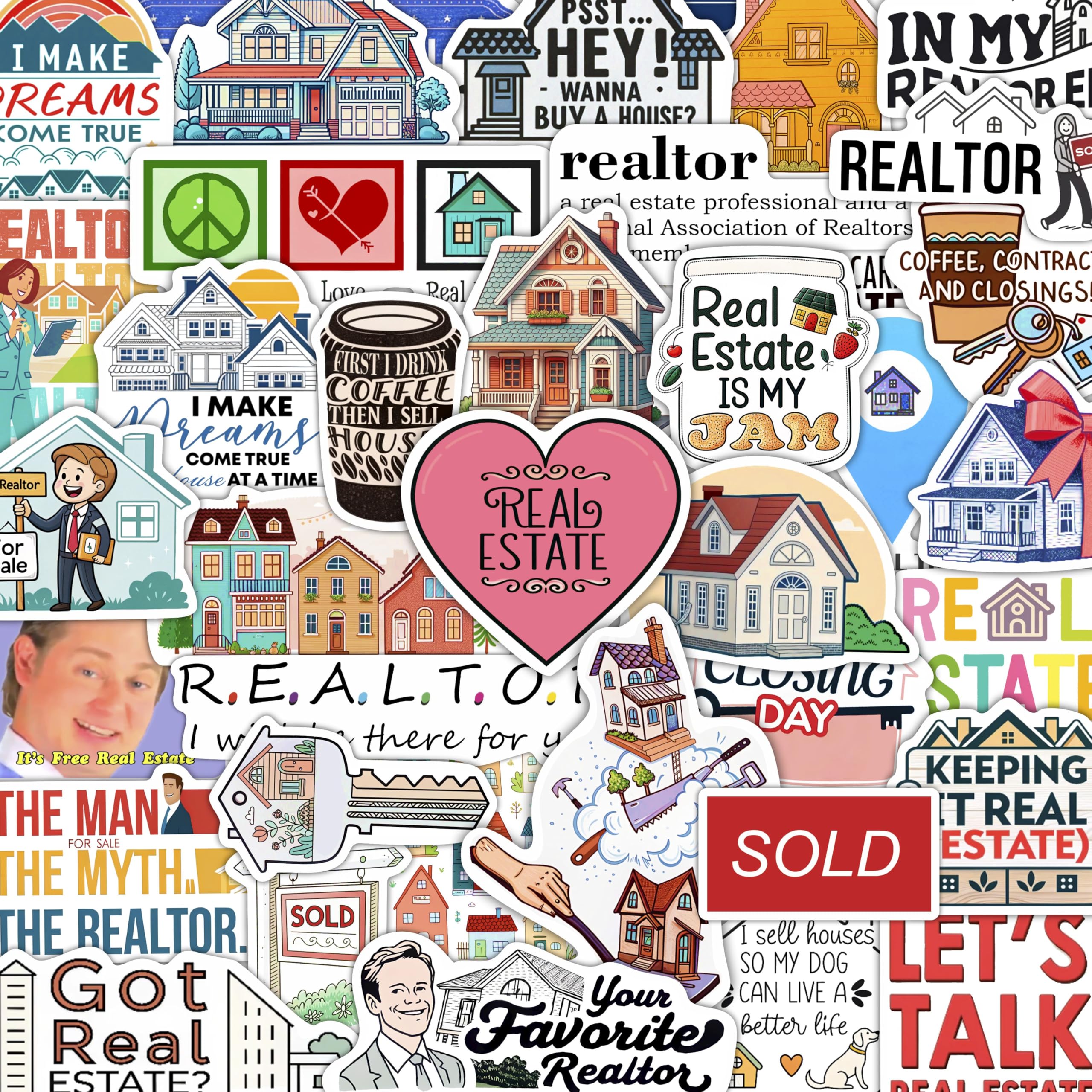 100Pcs Realtor Stickers for Laptop & Water Bottles, Real Estate Stickers - Real Estate Agent Gifts - Realtor Party Supplies - Gift for Women & Men