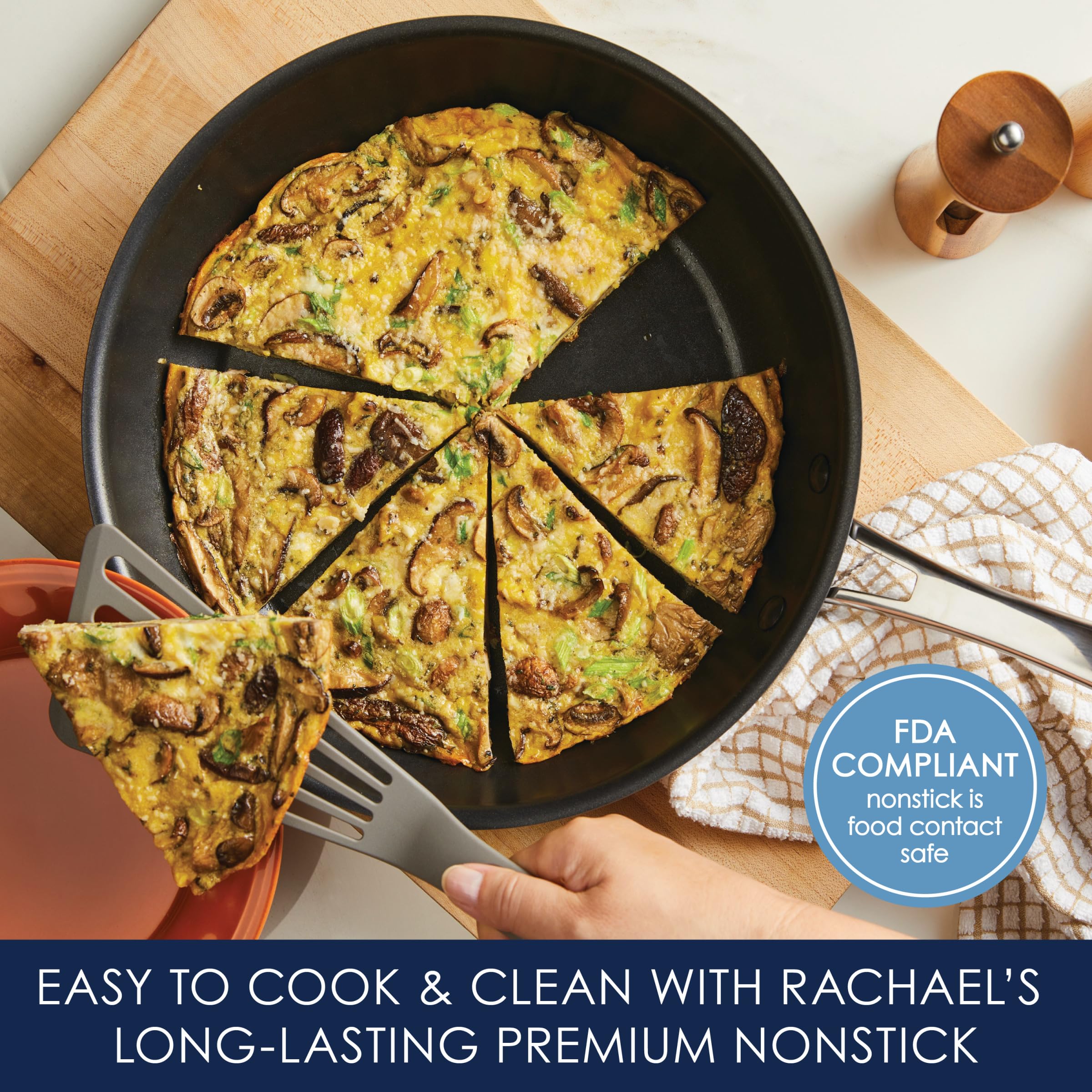 Rachael Ray Cook + Create - Sartén antiadherente anodizada dura, 12.5 pulgadas, color negro