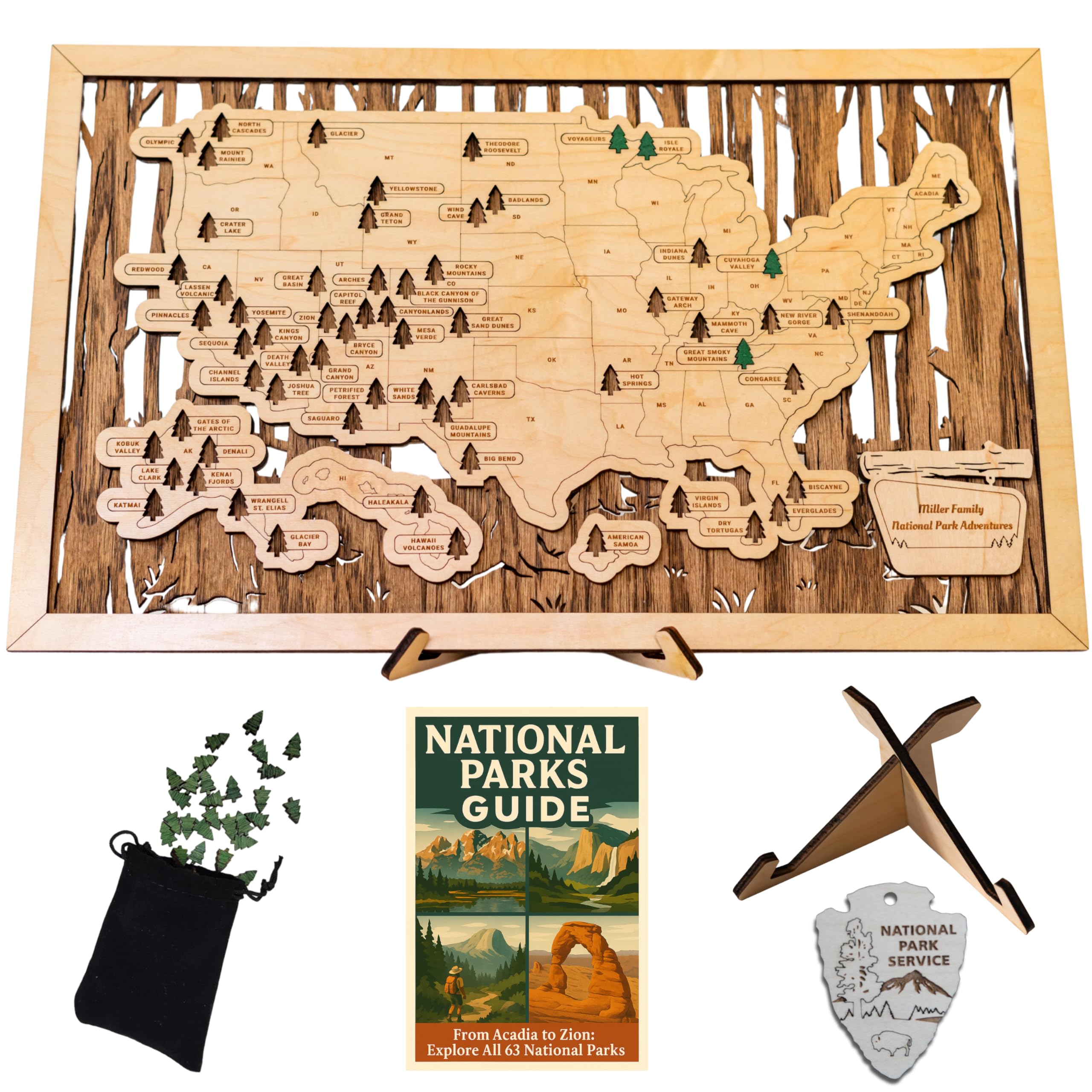 Wooden National Parks Map Push Pins Travel Tracker - Made in USA Gifts Decor Upgraded Scratch Off Checklist Wood Poster Bucket List - Ready to Hang &