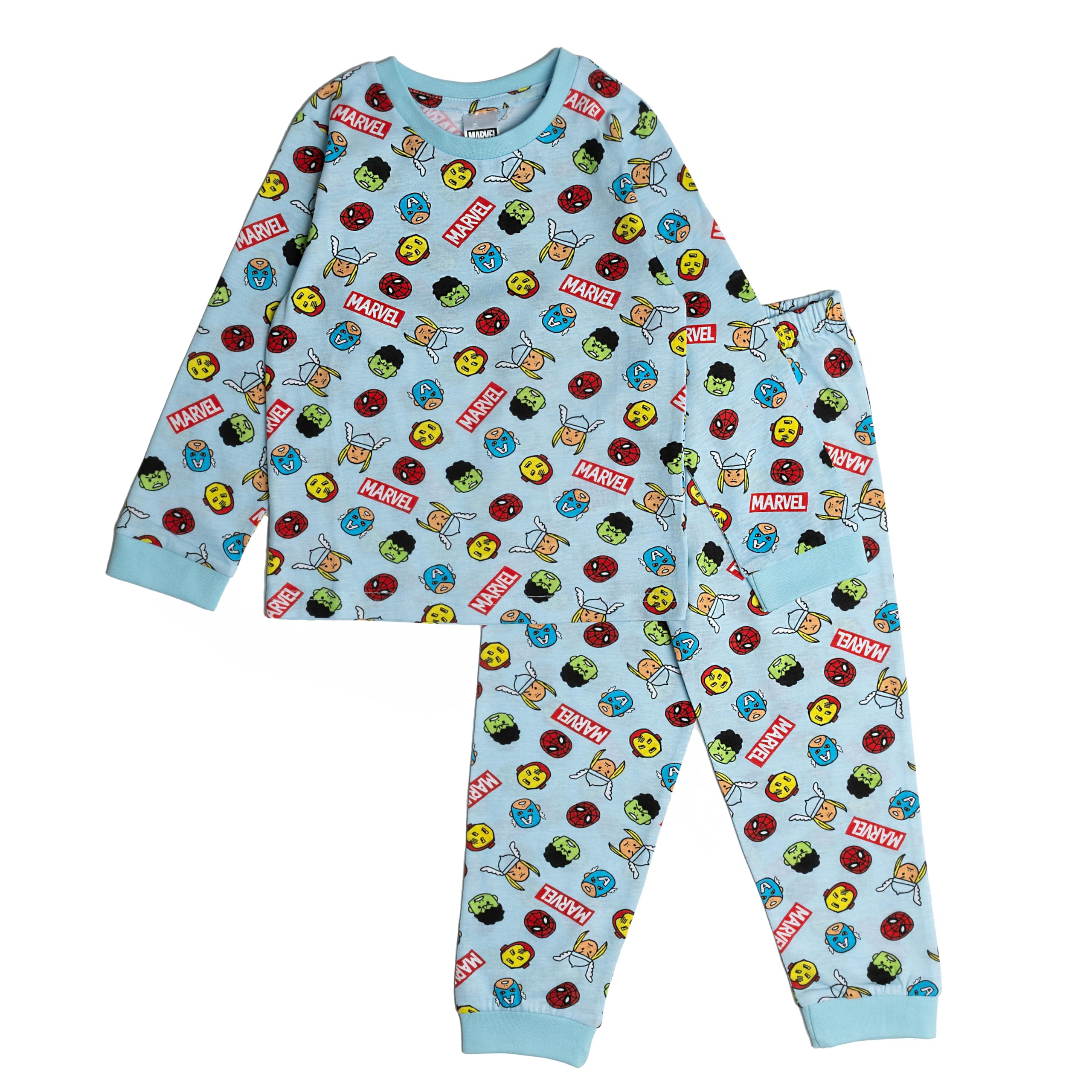Marvel Trouser Pyjamas Boys Long Sleeve Pjs Nightwear Baby Toddler Kids Hulk Iron Man Spiderman Captain America Thor 18-24 Months Blue