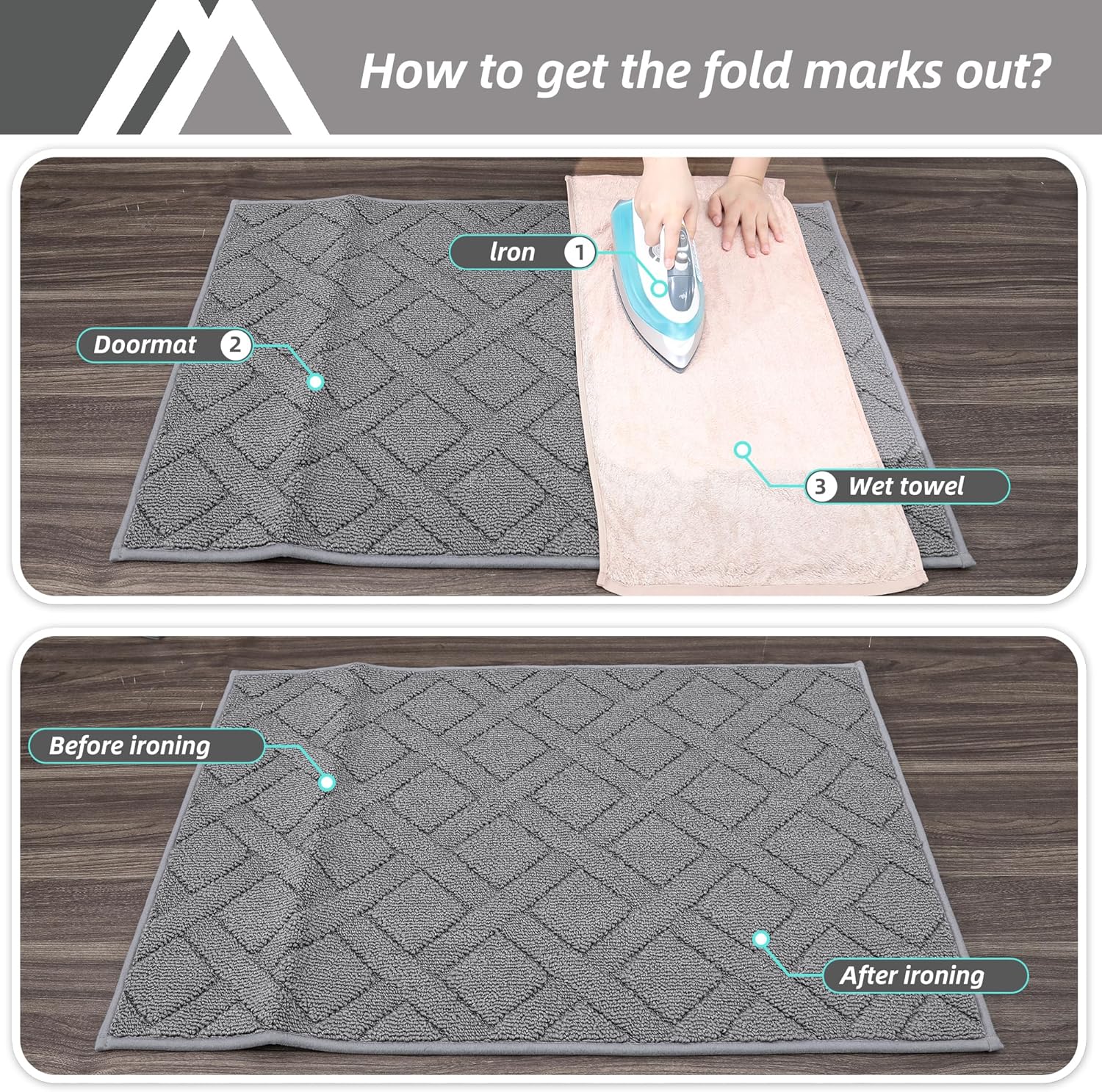 COSY HOMEER Door Mat Indoor Entrance, Non-Slip Absorbent Doormat for Front Door, Low-Profile Entryway Mat for Dirty Paws, Washable Dirt Trapper Mats (24"x36", Grey)