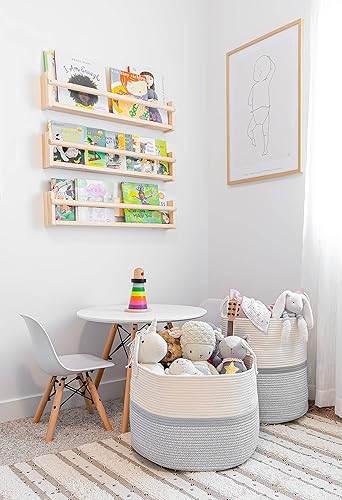 Miniatura 61 de OrganiHaus - Canasta tejida extragrande de cuerda suave de algodón para mantas de sala de estar, para almacenamiento, lavandería, guardería