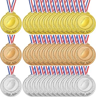 Misdary 36 Pcs Soccer Medals for Kids Gold Award Medals Football Trophies Soccer Trophy for Kids Olympic Medals for Awards for Kids Adults Competitions Sports Olympic Style Party Favors