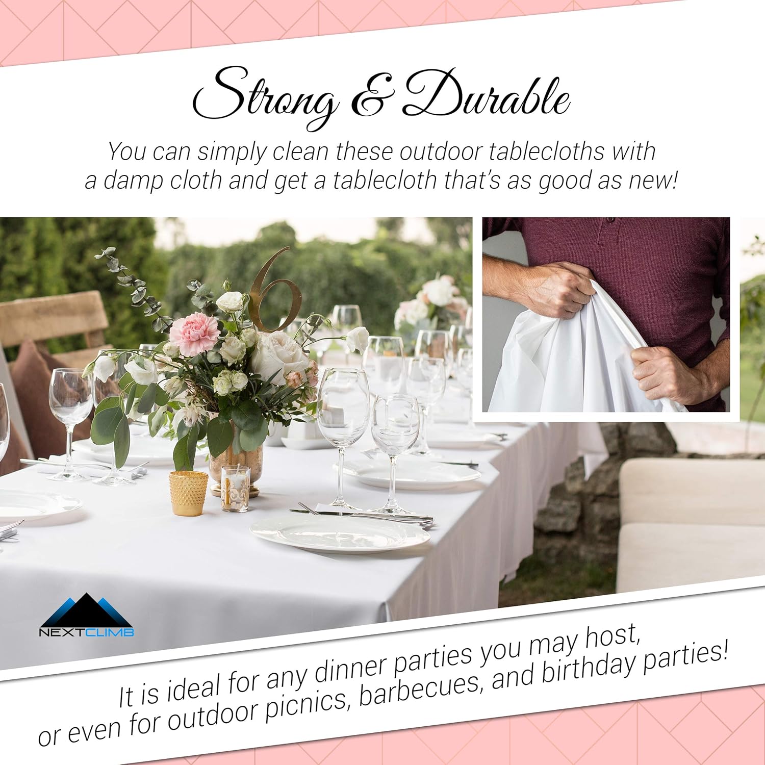 Onе-Dау Sаlе: Uр tо 60% оƒƒ NextClimb Rectangle Vinyl Tablecloth (6 Pack) 54 x 108 inches - THICKEST Heavy Duty Table Cloth - Disposable Or Reusable White Plastic Outdoor Party Table Covers