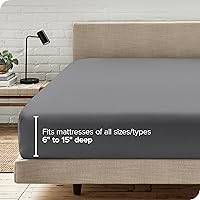 Vista 294 de Bare Home - Sábana bajera de microfibra 1800 muy suave y duradera, para colchones altos tamaño individual, color gris pardo